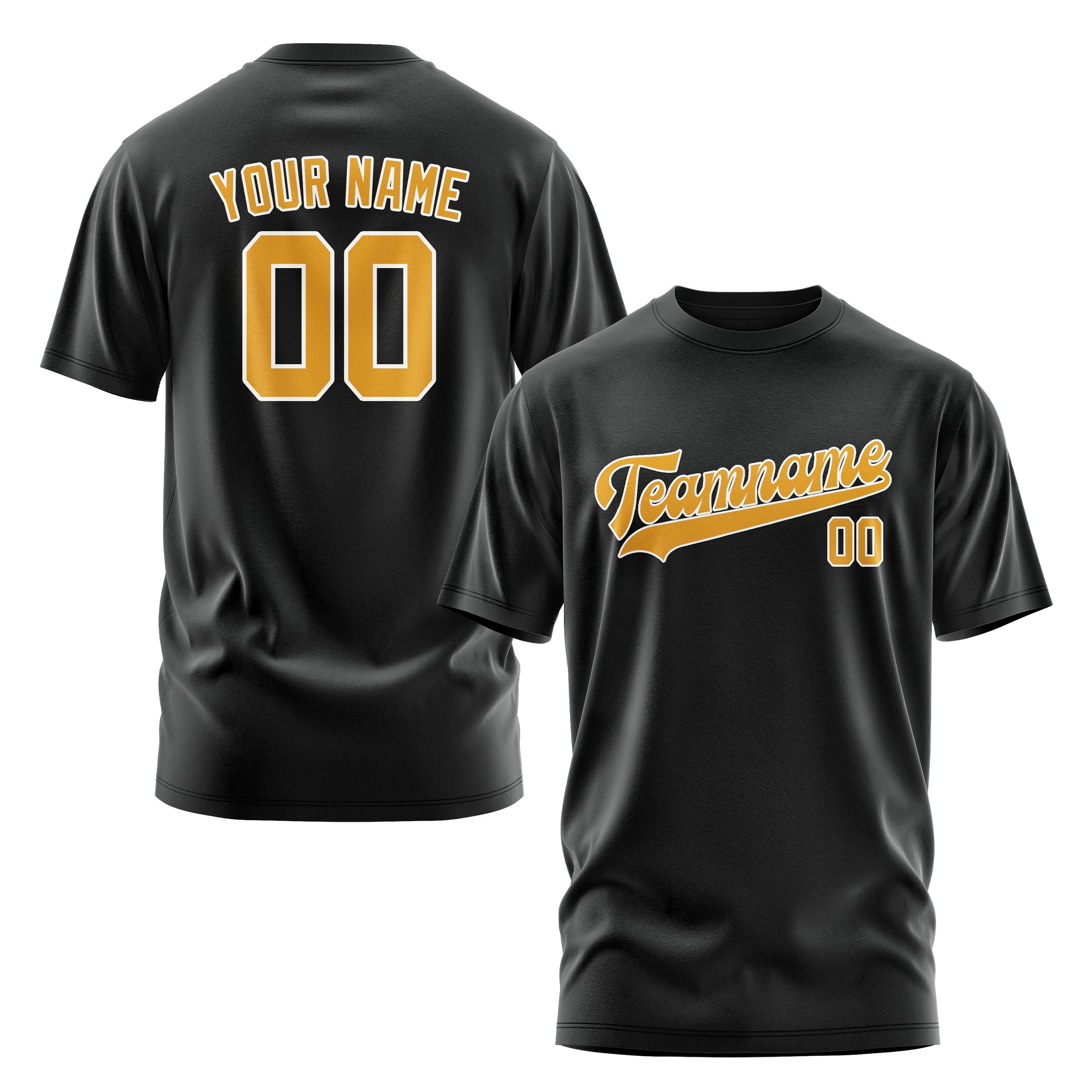 Maßgeschneidertes Schwarz Gelb T-Shirt
