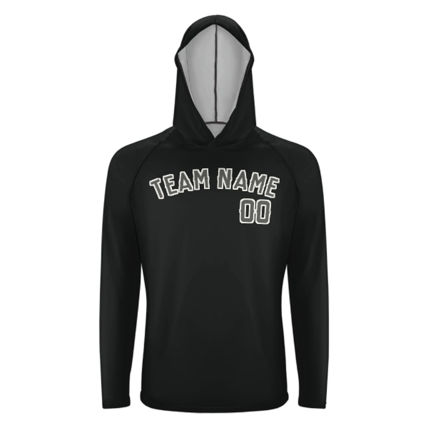Maßgeschneidertes Schwarz Dunkelgrau UV-Hoodie