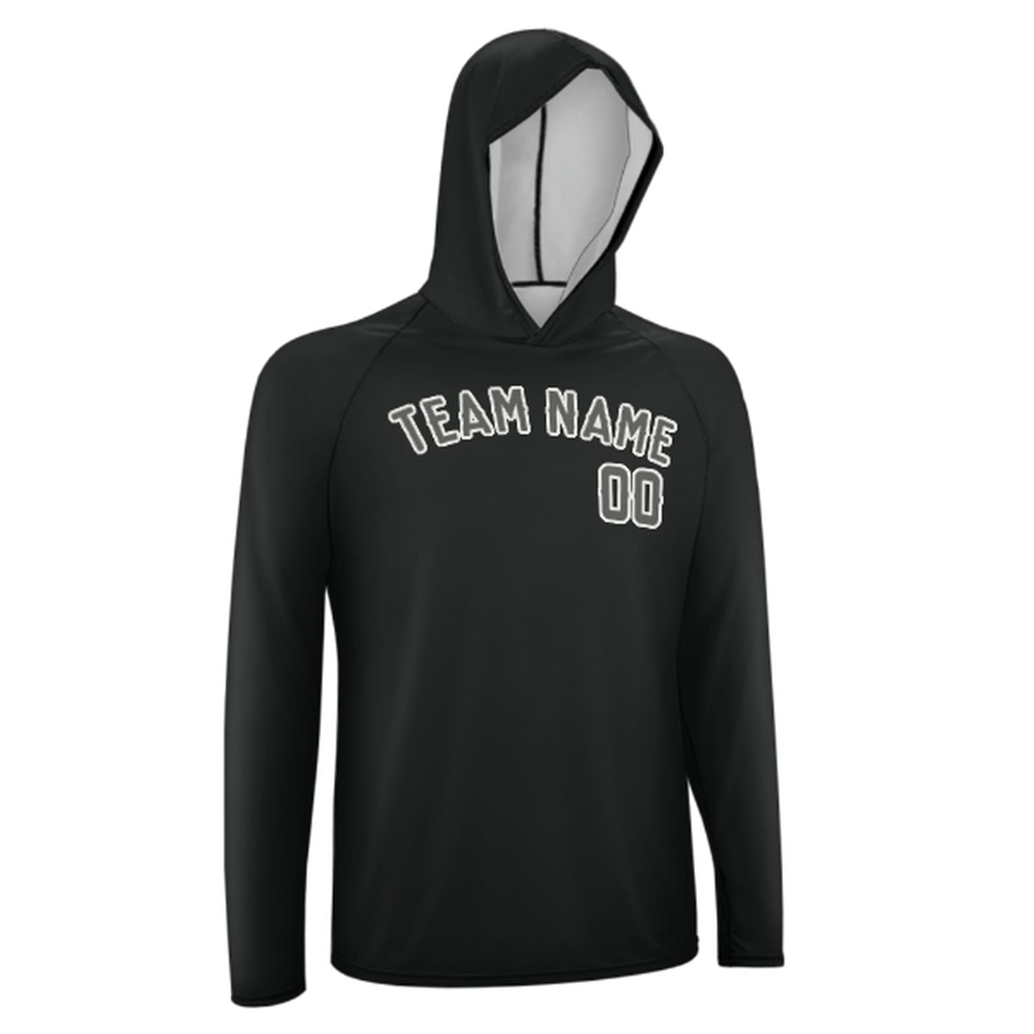 Maßgeschneidertes Schwarz Dunkelgrau UV-Hoodie