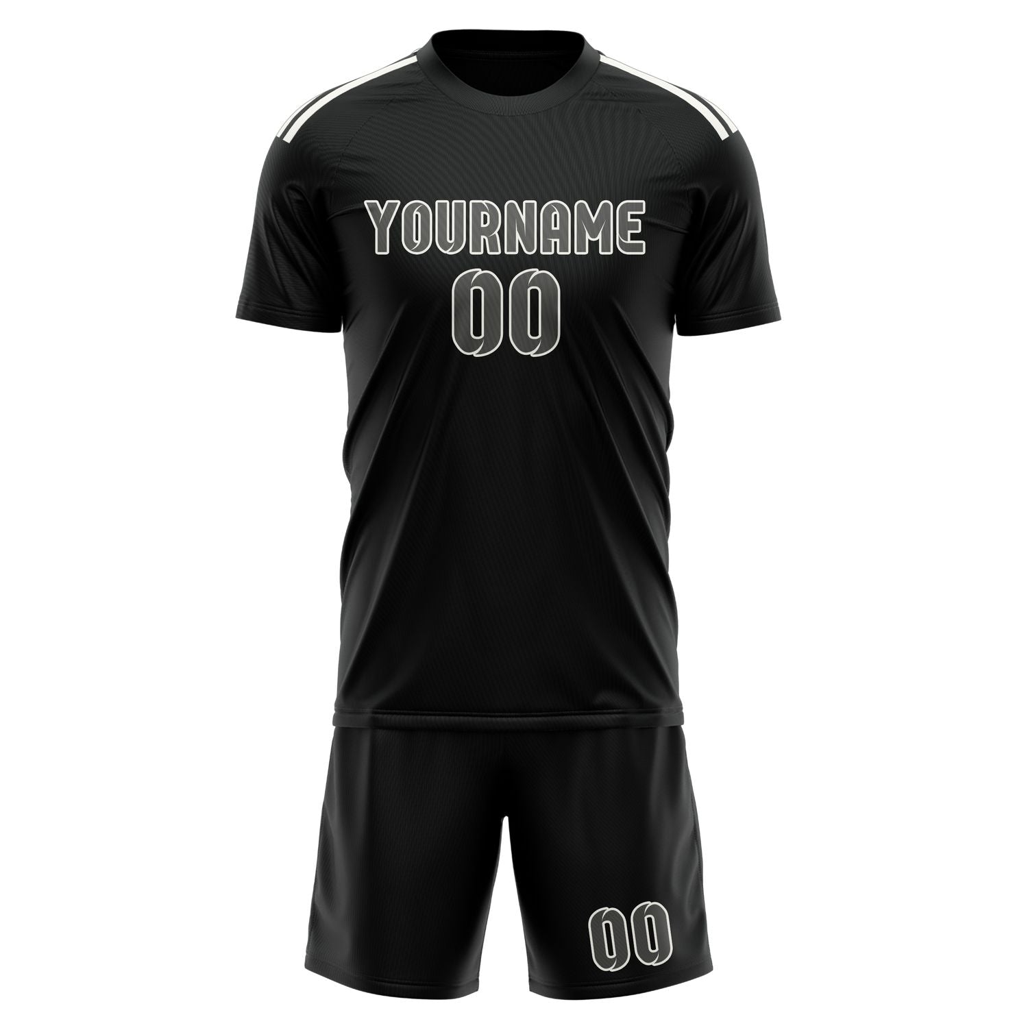 Maßgeschneidertes Professionelles Schwarz Dunkelgrau Fußballtrikot-Set