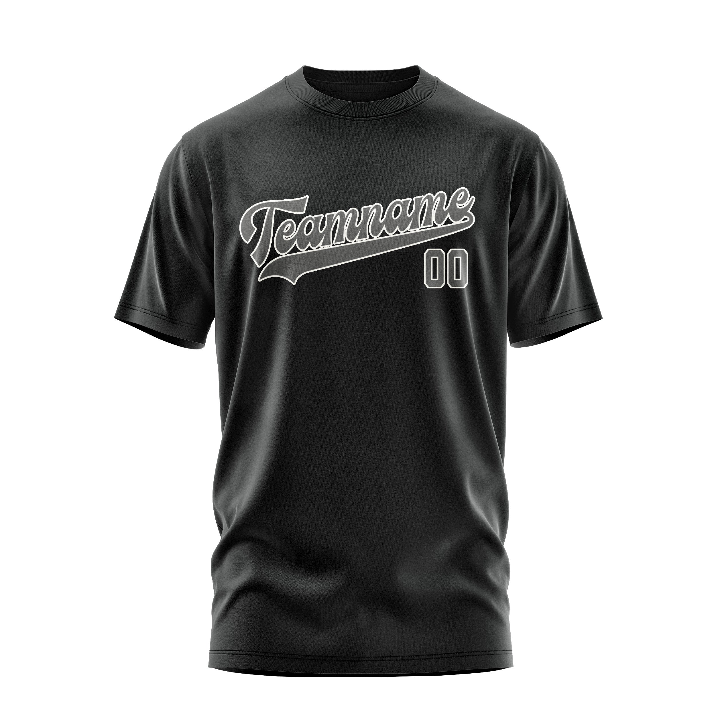 Maßgeschneidertes Schwarz Dunkelgrau T-Shirt
