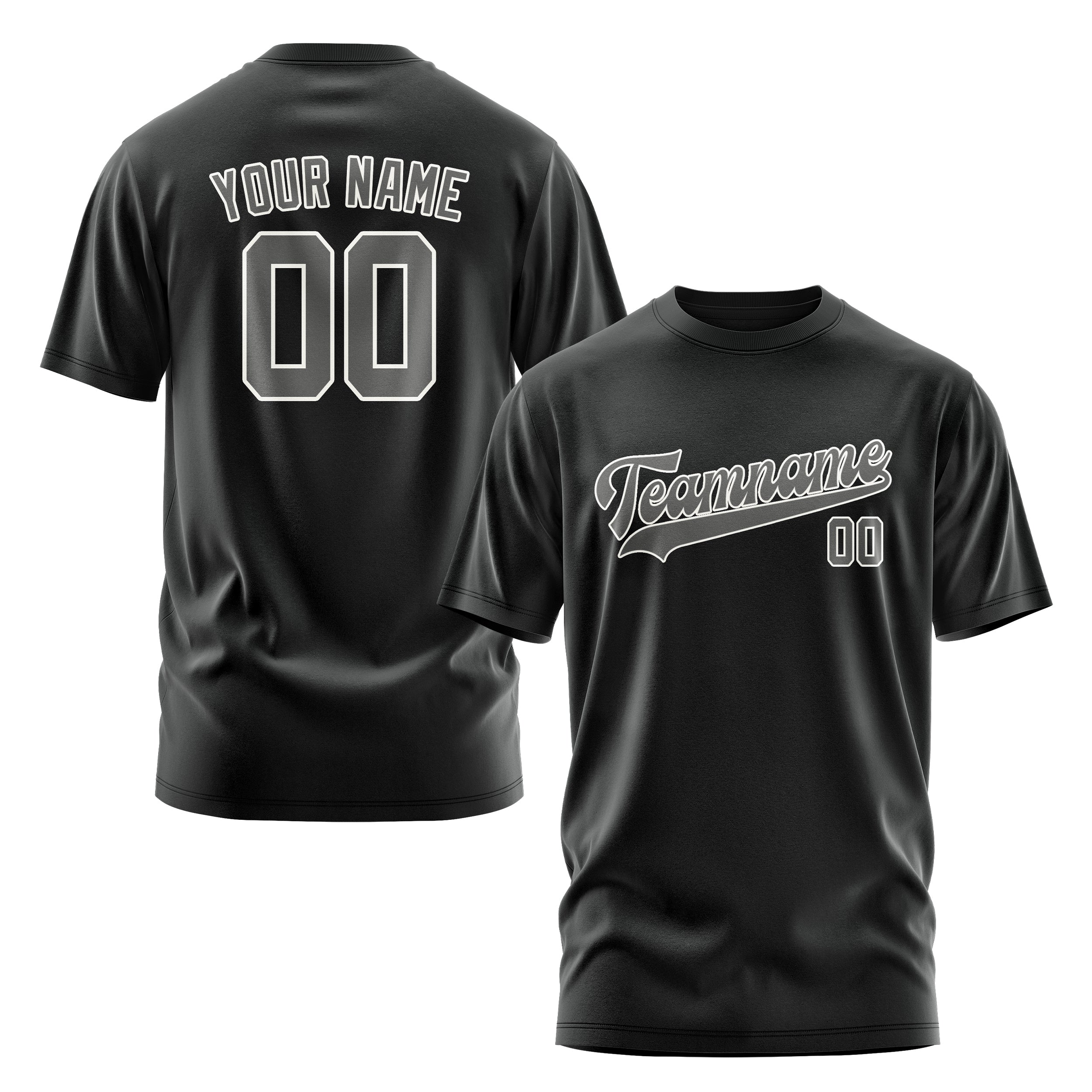 Maßgeschneidertes Schwarz Dunkelgrau T-Shirt