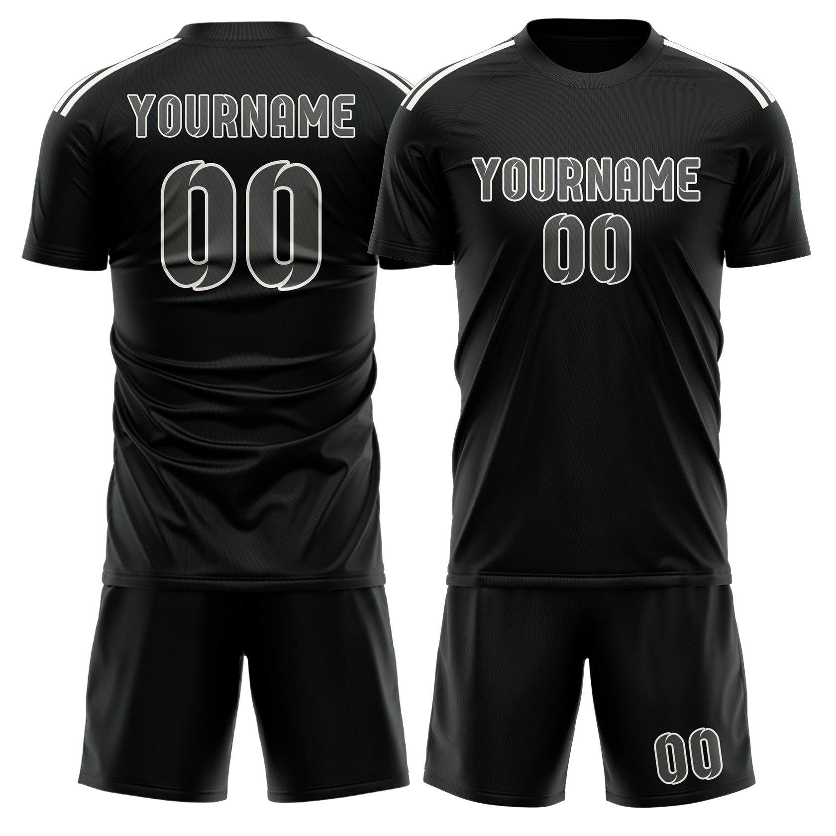 Maßgeschneidertes Professionelles Schwarz Dunkelgrau Fußballtrikot-Set