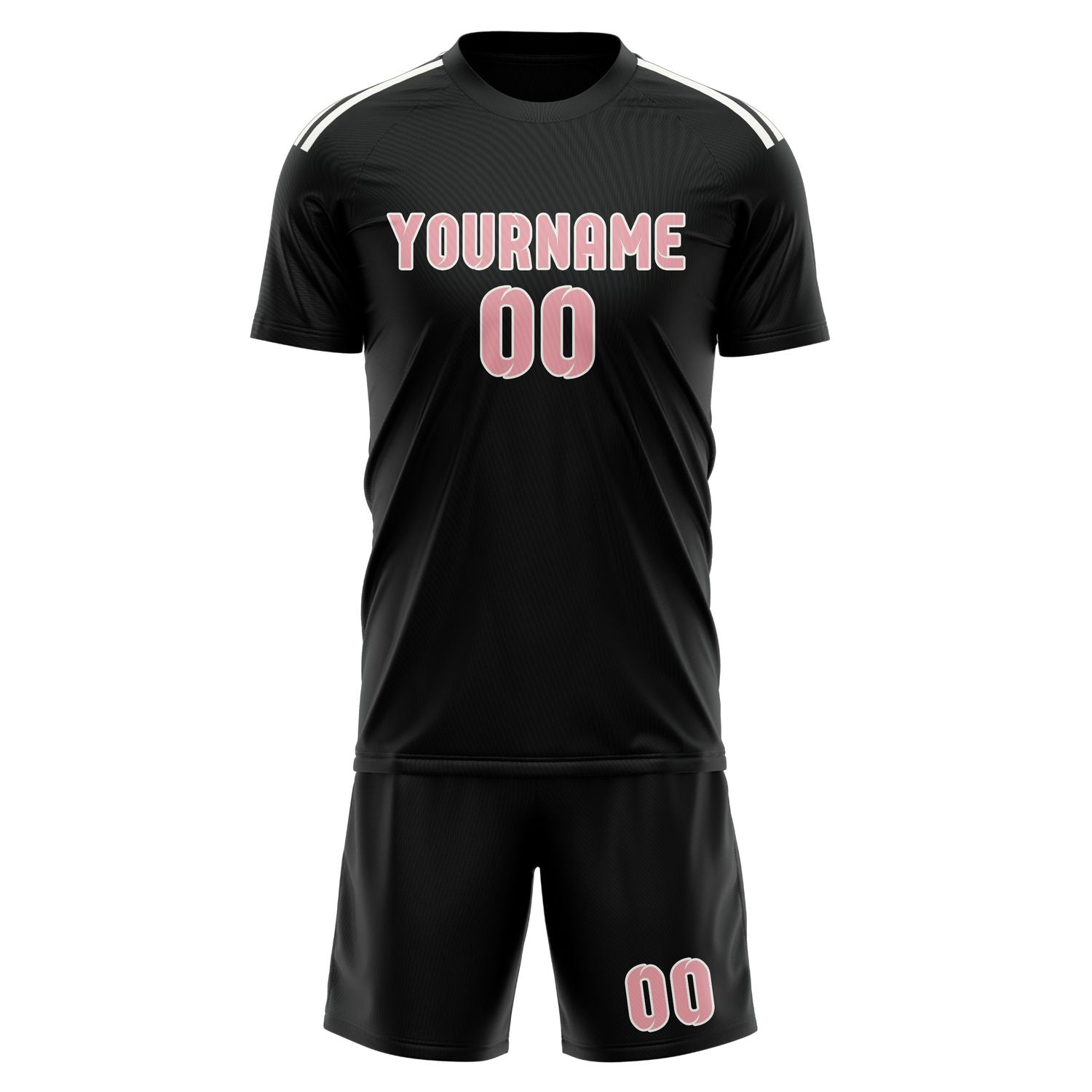 Maßgeschneidertes Professionelles Schwarz Rosa Fußballtrikot-Set