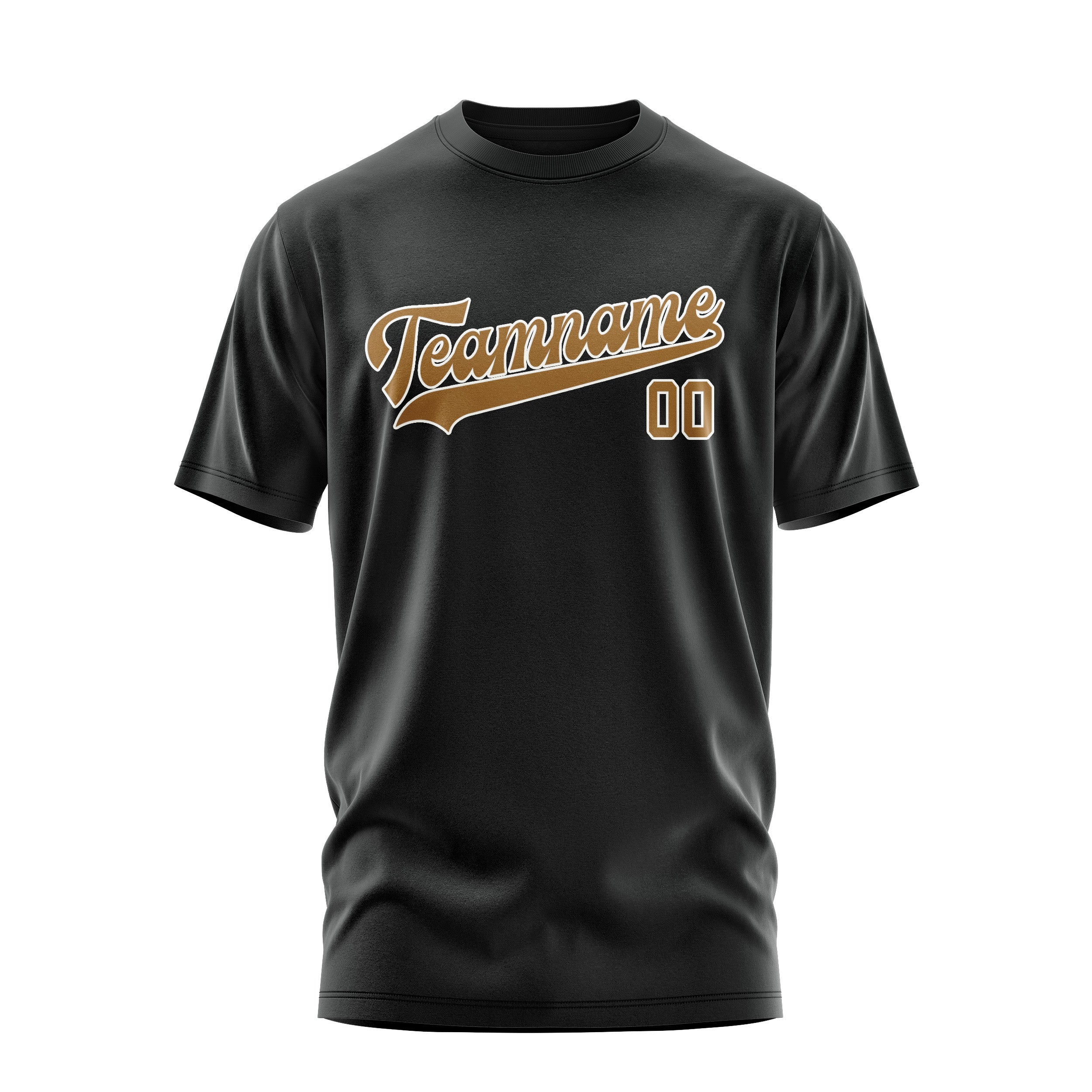 Maßgeschneidertes Schwarz Khaki T-Shirt