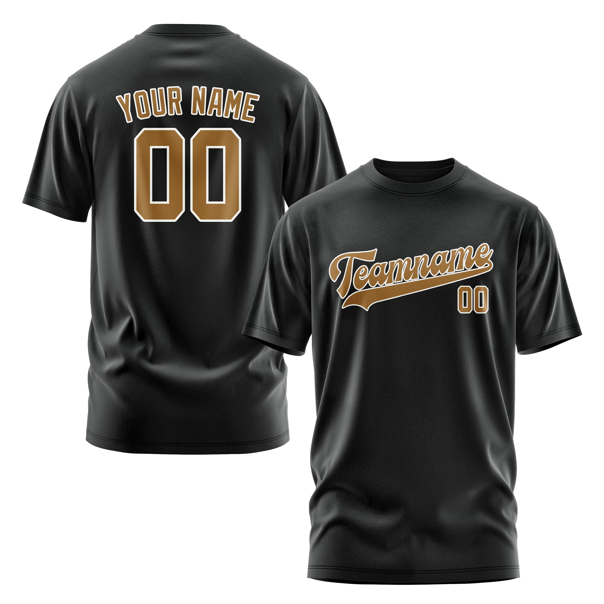 Maßgeschneidertes Schwarz Khaki T-Shirt