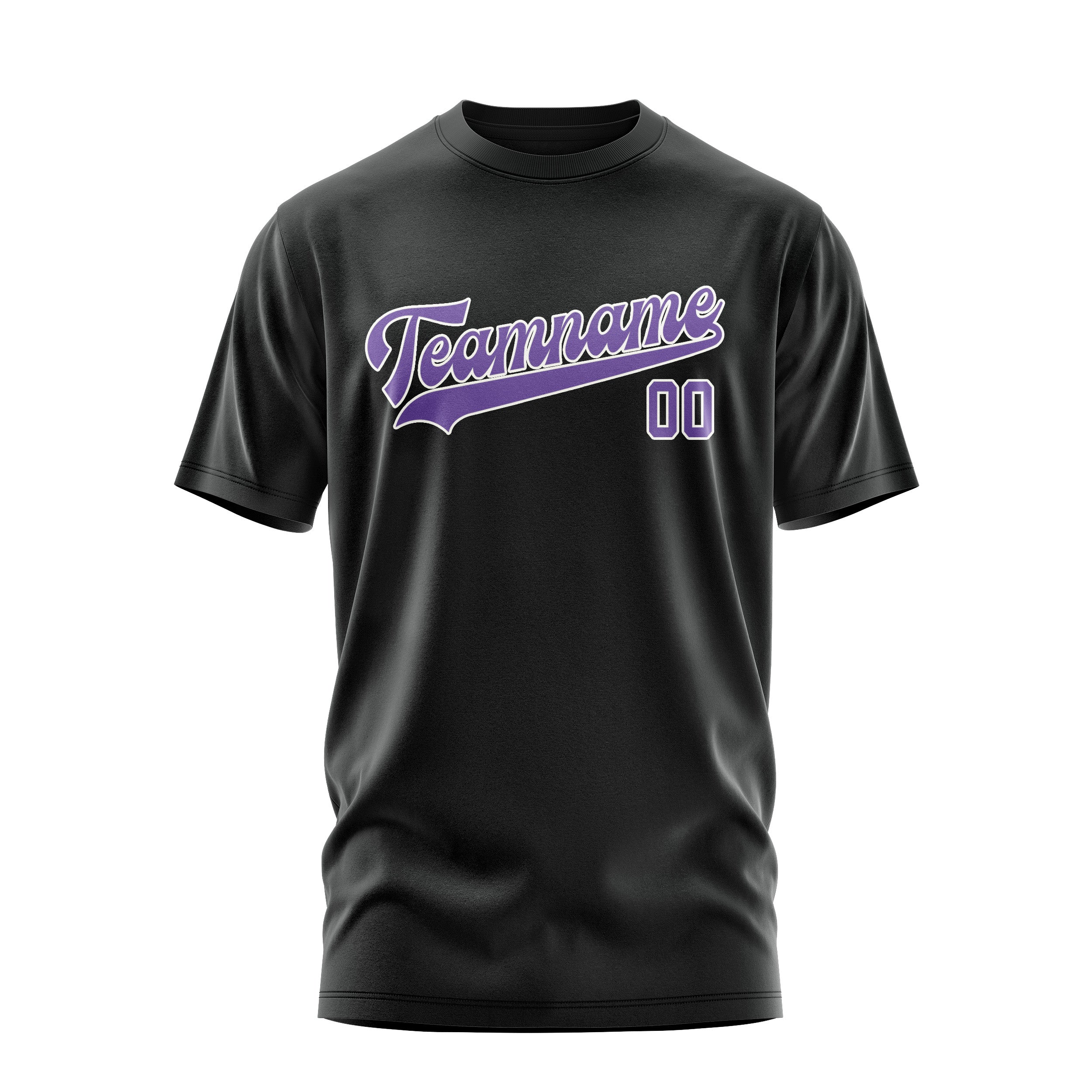 Maßgeschneidertes Schwarz Lavendel T-Shirt