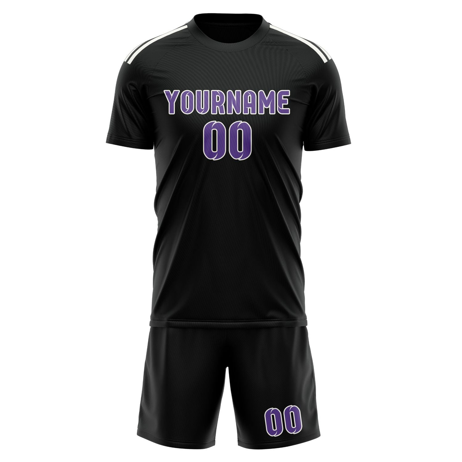 Maßgeschneidertes Professionelles Schwarz Lavendel Fußballtrikot-Set