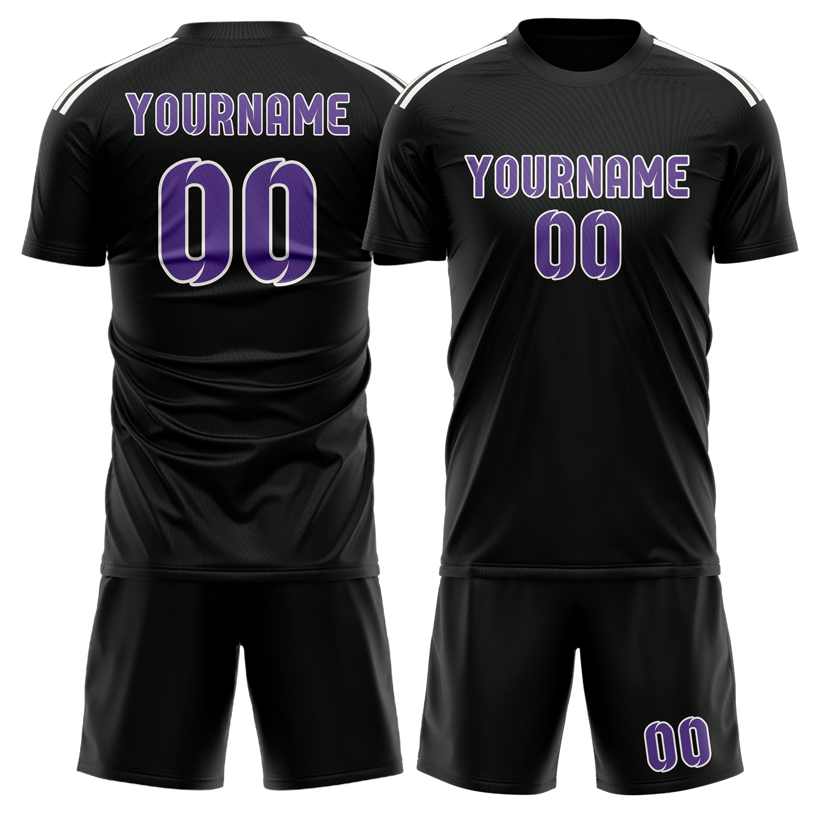 Maßgeschneidertes Professionelles Schwarz Lavendel Fußballtrikot-Set