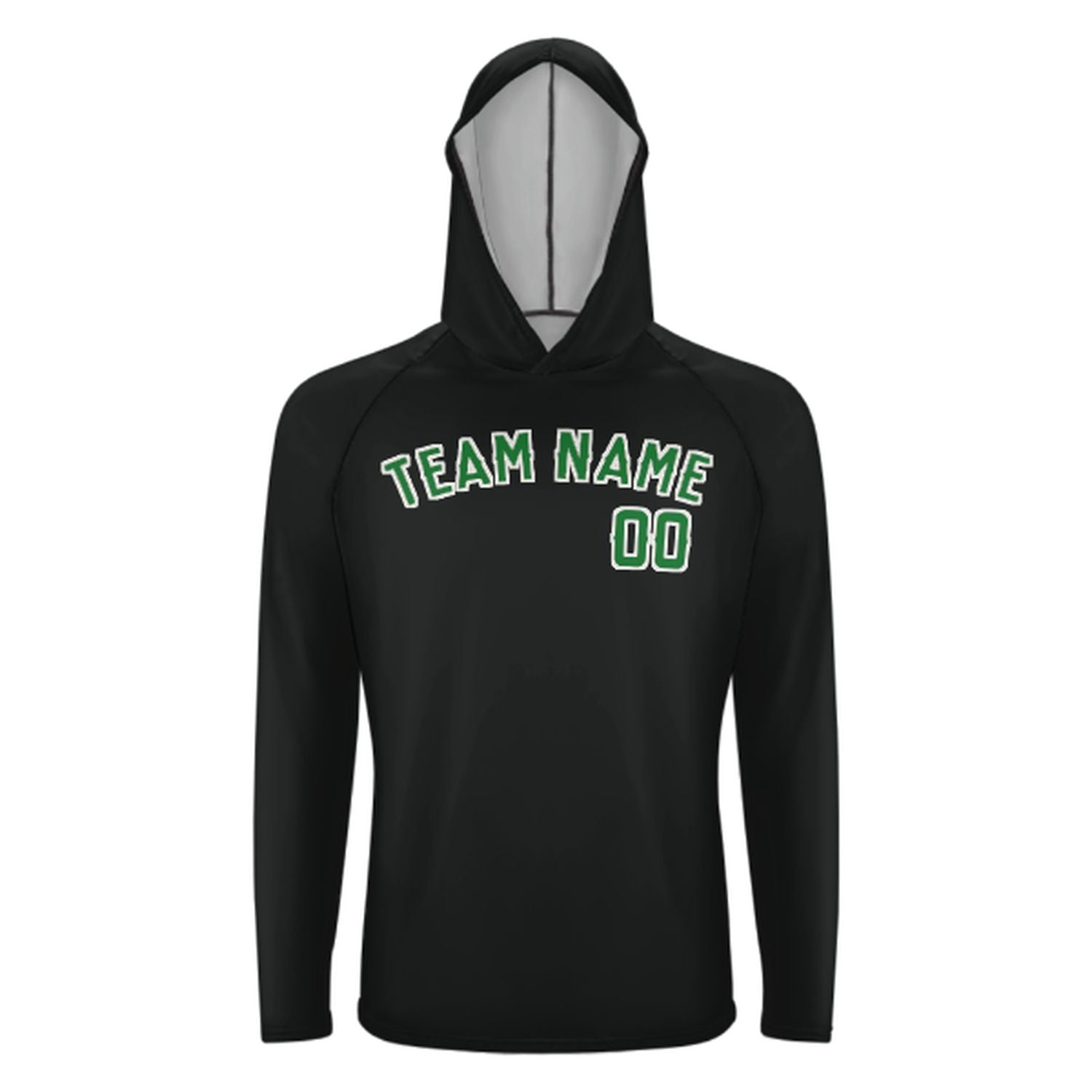Maßgeschneidertes Schwarz Smaragdgrün UV-Hoodie