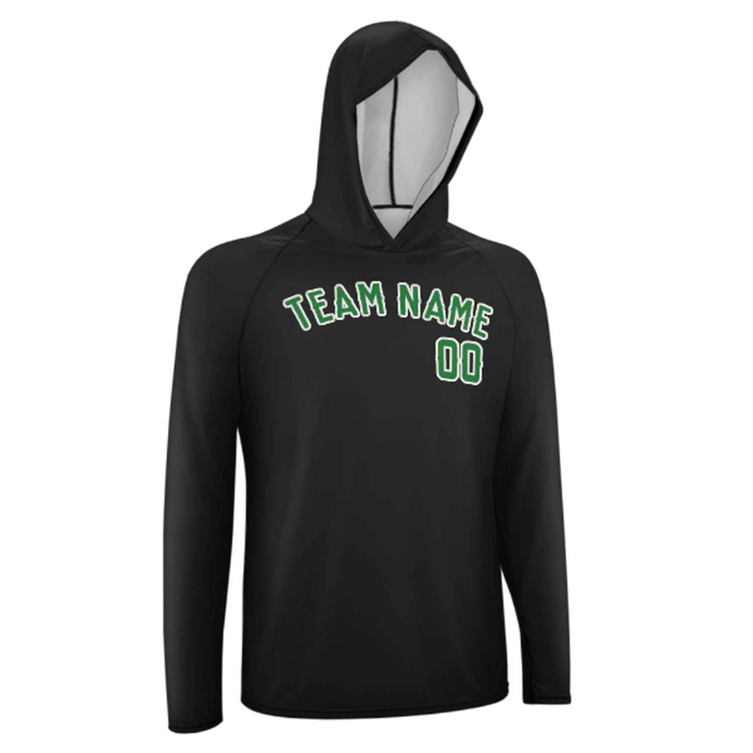 Maßgeschneidertes Schwarz Smaragdgrün UV-Hoodie