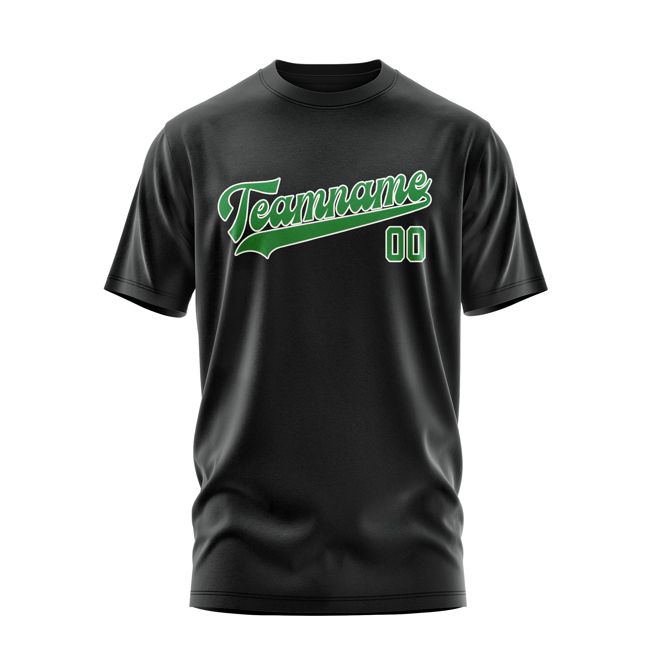 Maßgeschneidertes Schwarz Smaragdgrün T-Shirt
