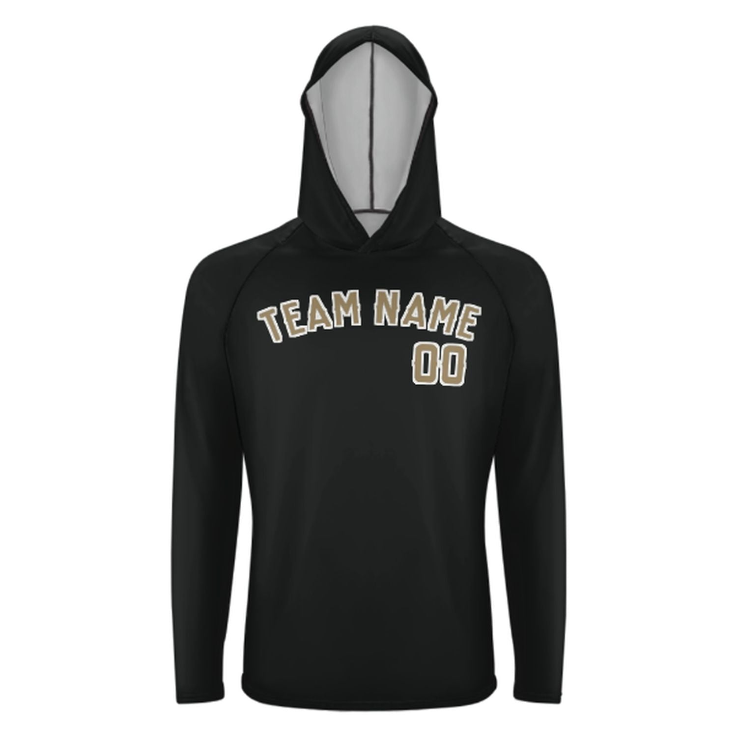 Maßgeschneidertes Schwarz Hellkhaki UV-Hoodie