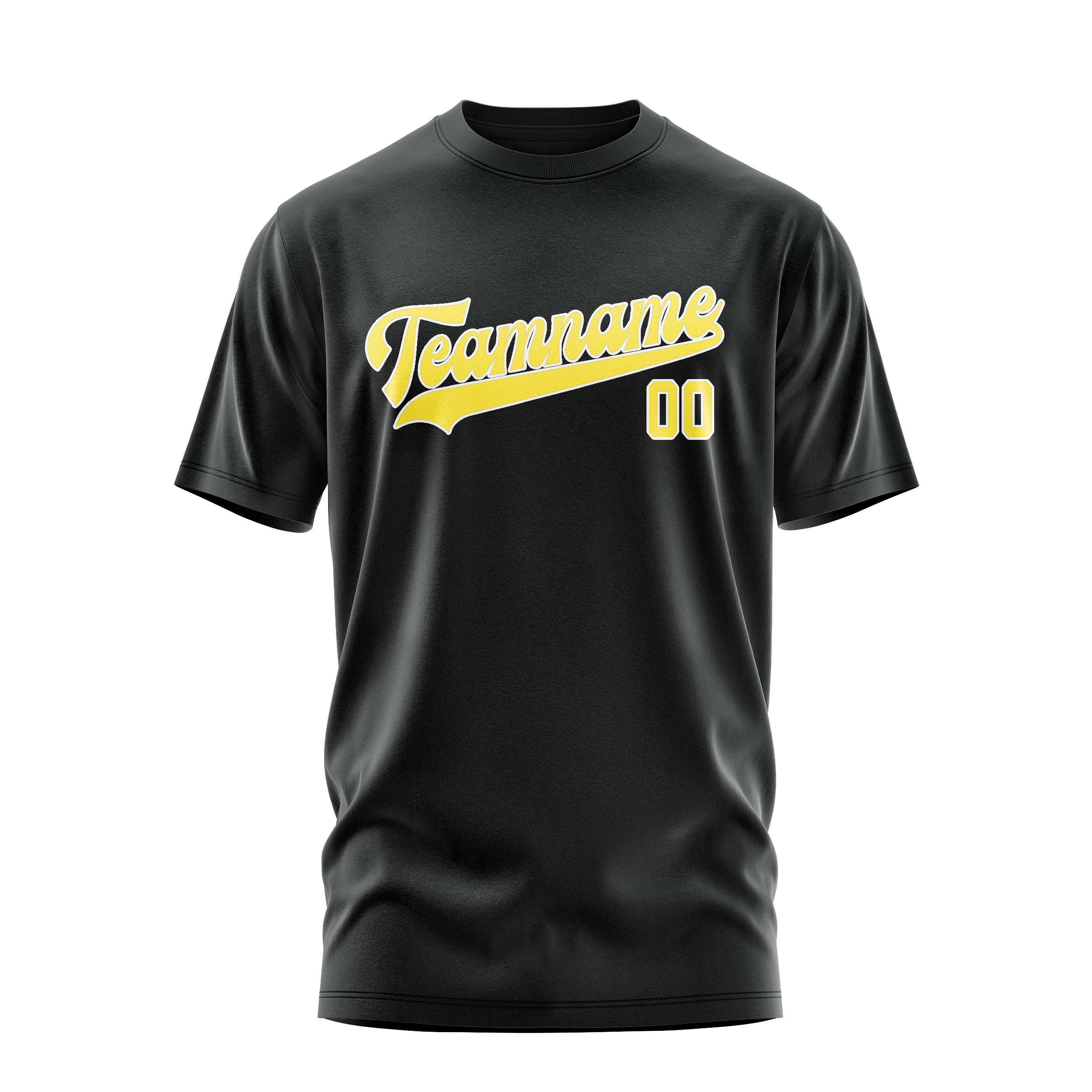 Maßgeschneidertes Schwarz Blassgelb T-Shirt