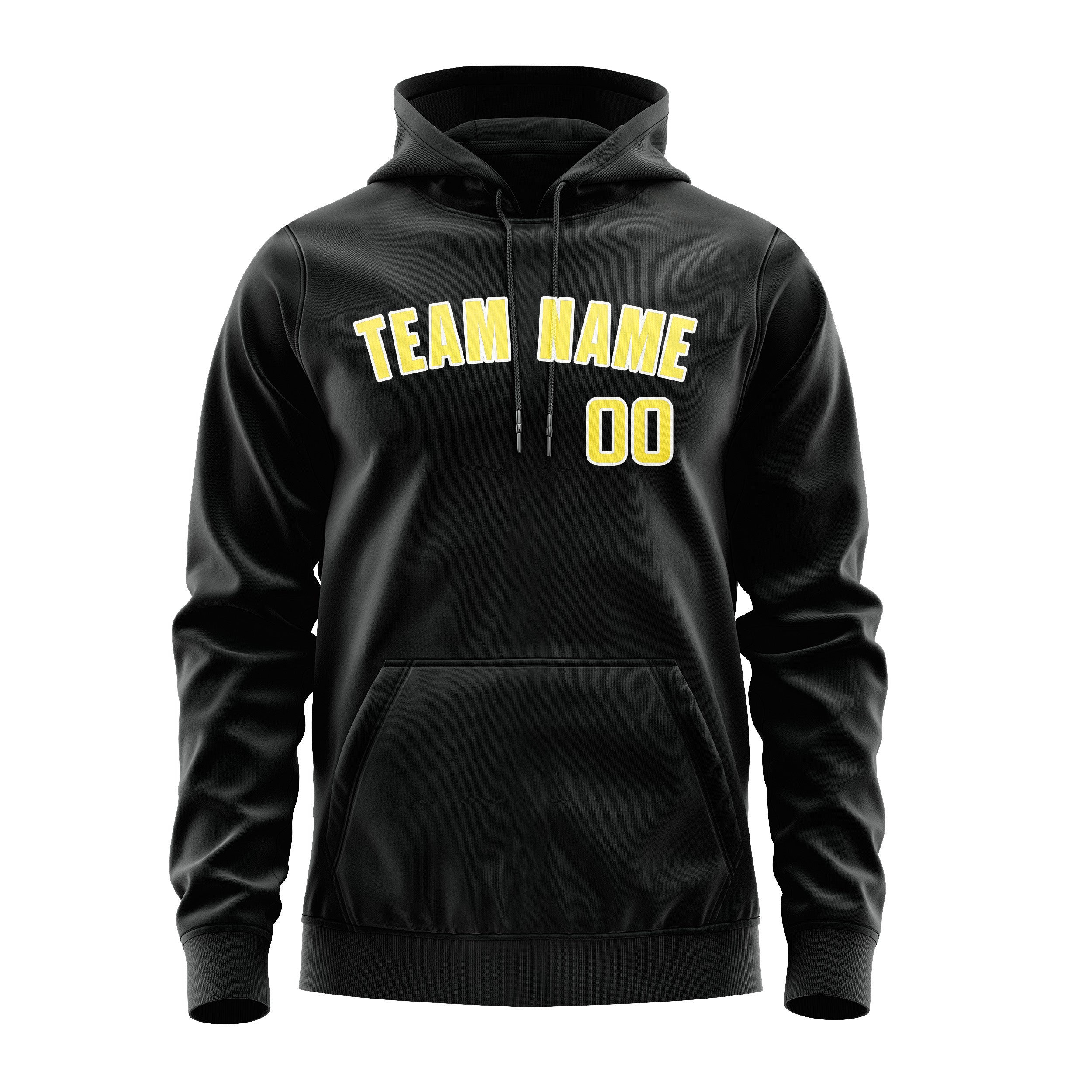 Maßgeschneidertes Schwarz Blassgelb Hoodie