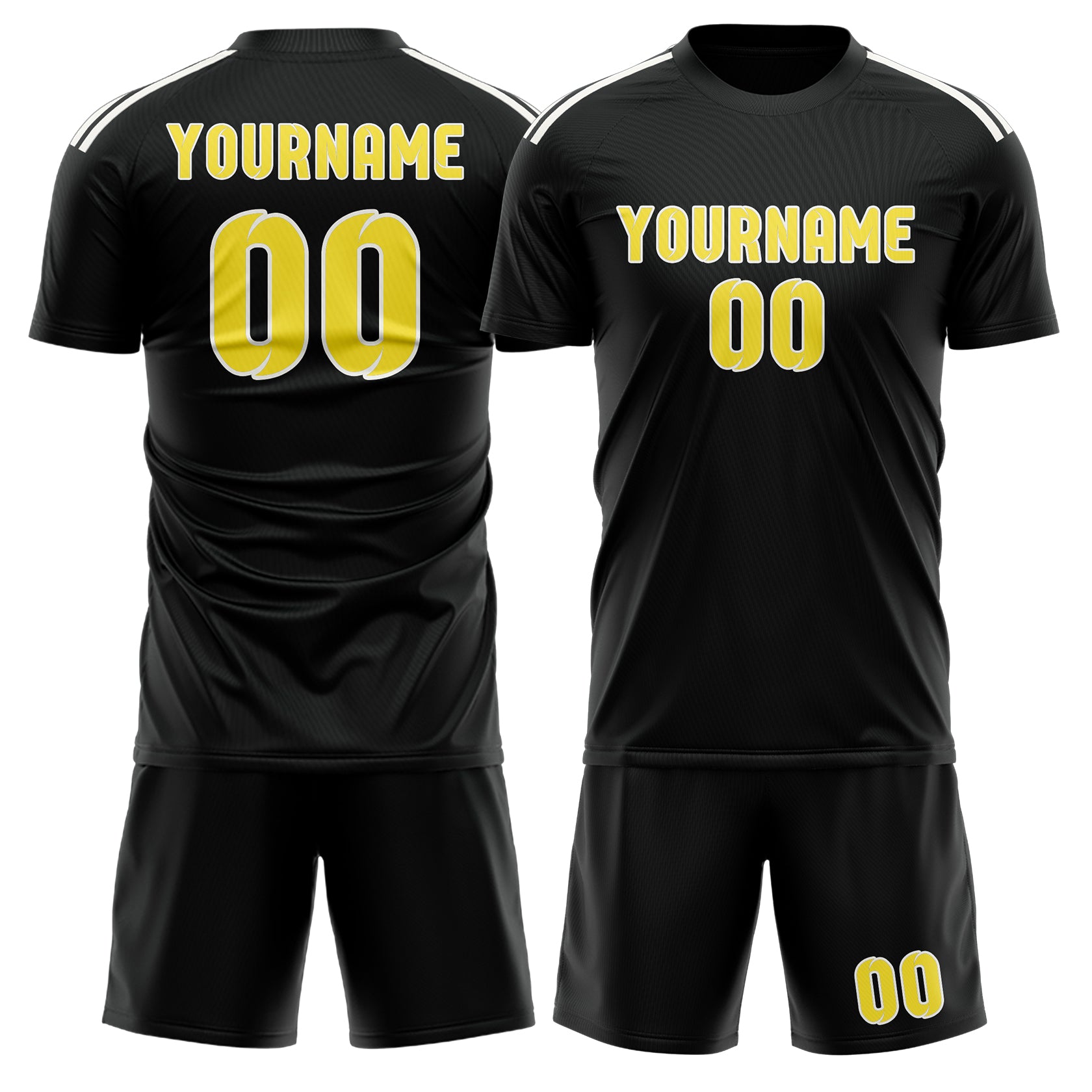 Maßgeschneidertes Professionelles Schwarz Blassgelb Fußballtrikot-Set
