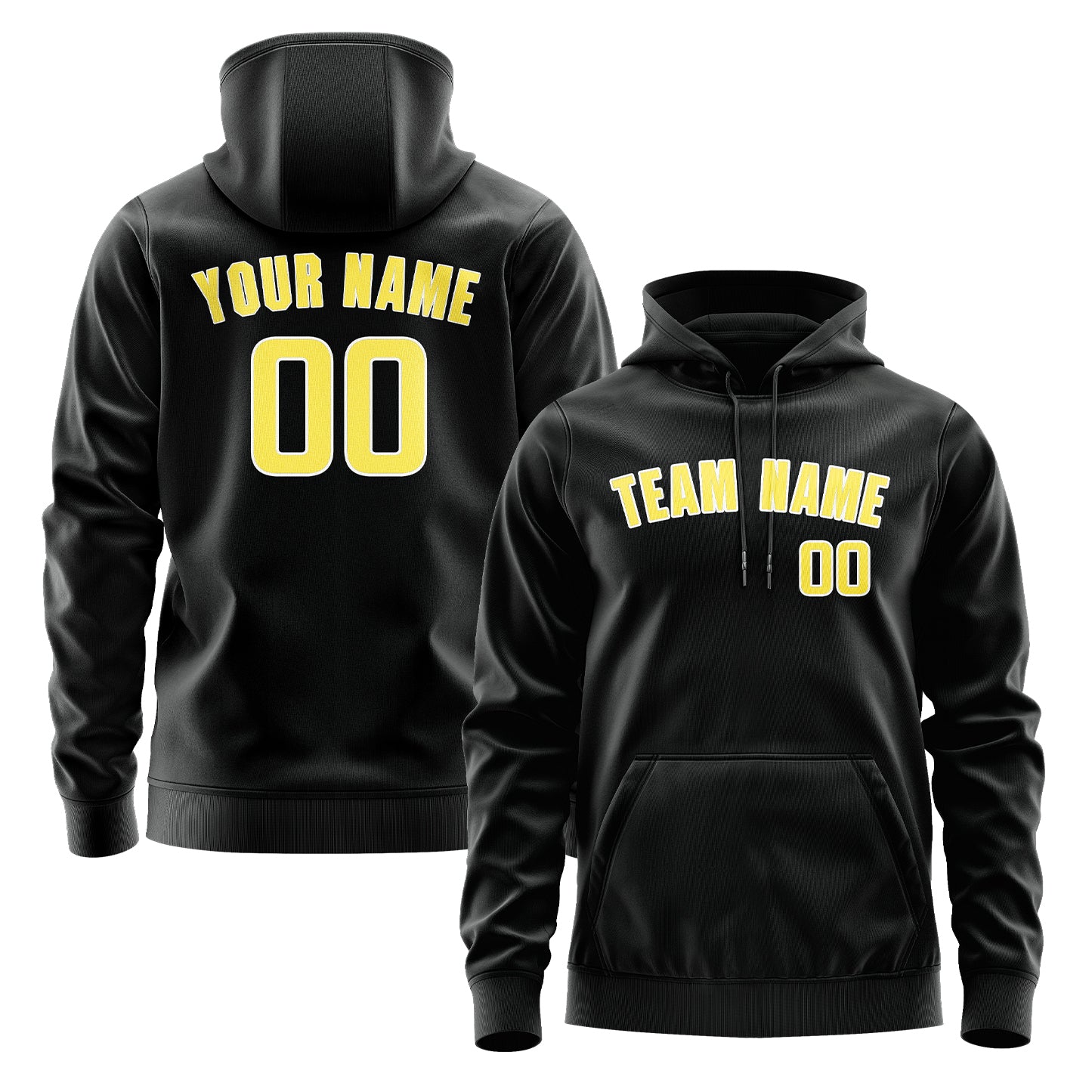 Maßgeschneidertes Schwarz Blassgelb Hoodie