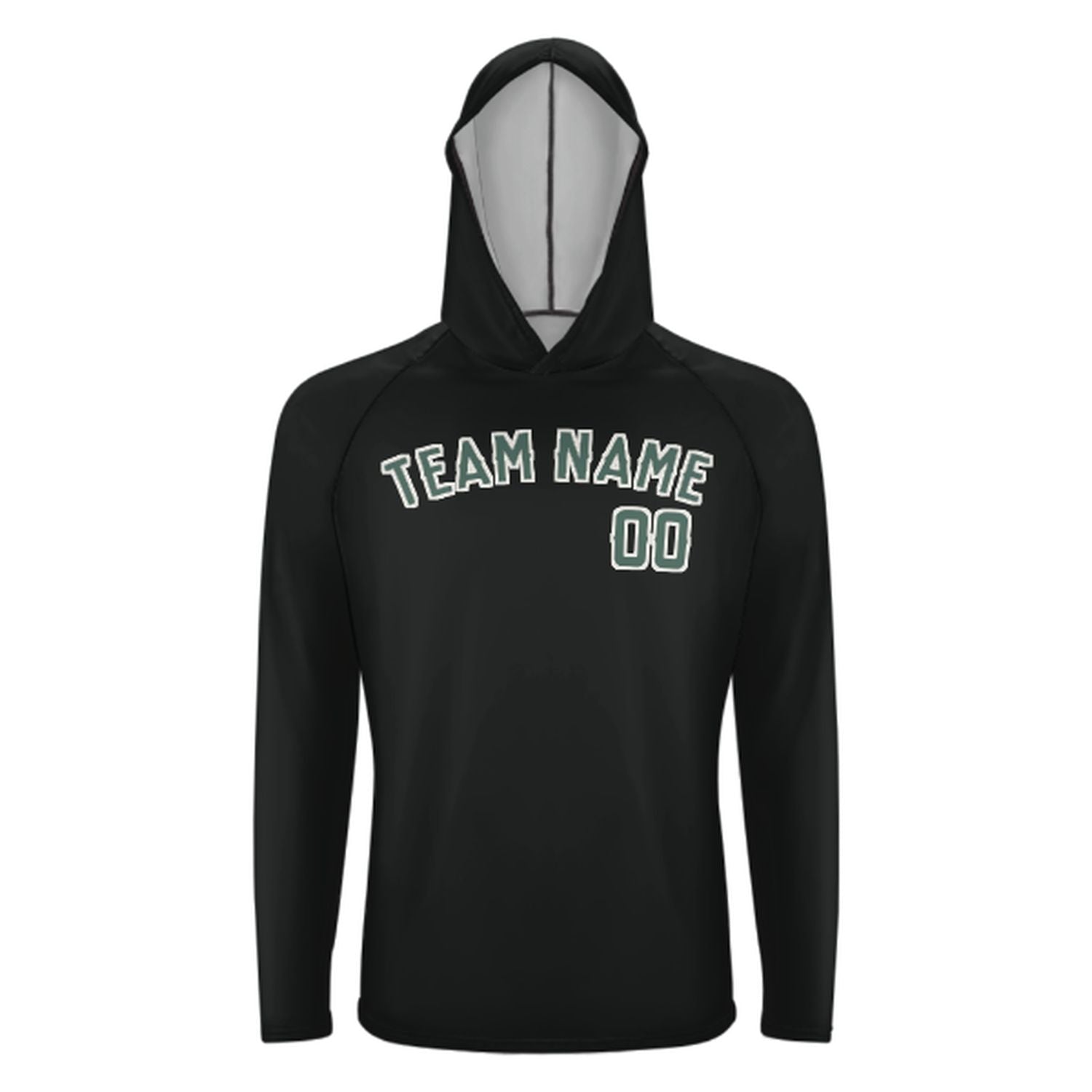 Maßgeschneidertes Schwarz Blaugrün UV-Hoodie