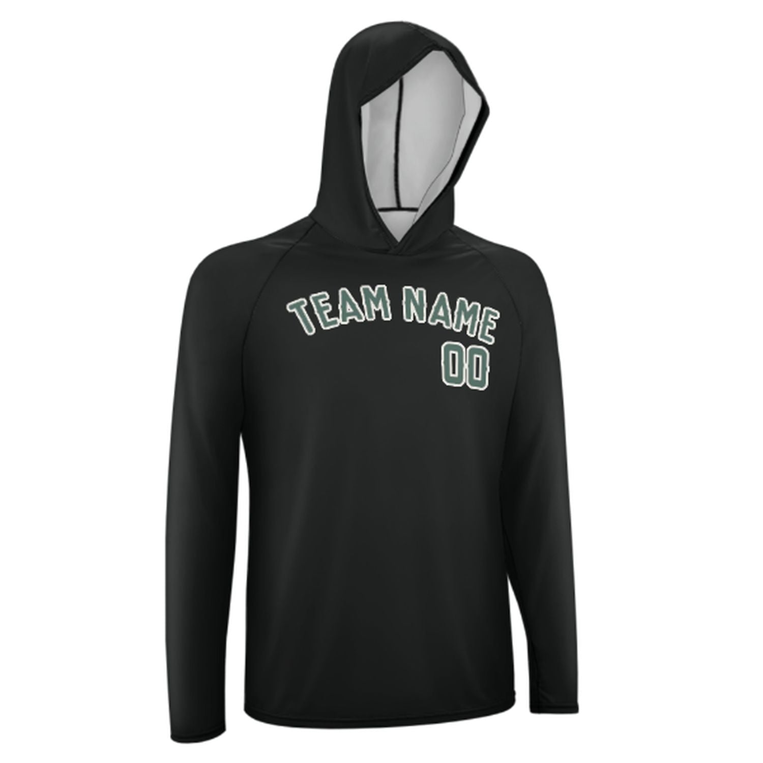 Maßgeschneidertes Schwarz Blaugrün UV-Hoodie
