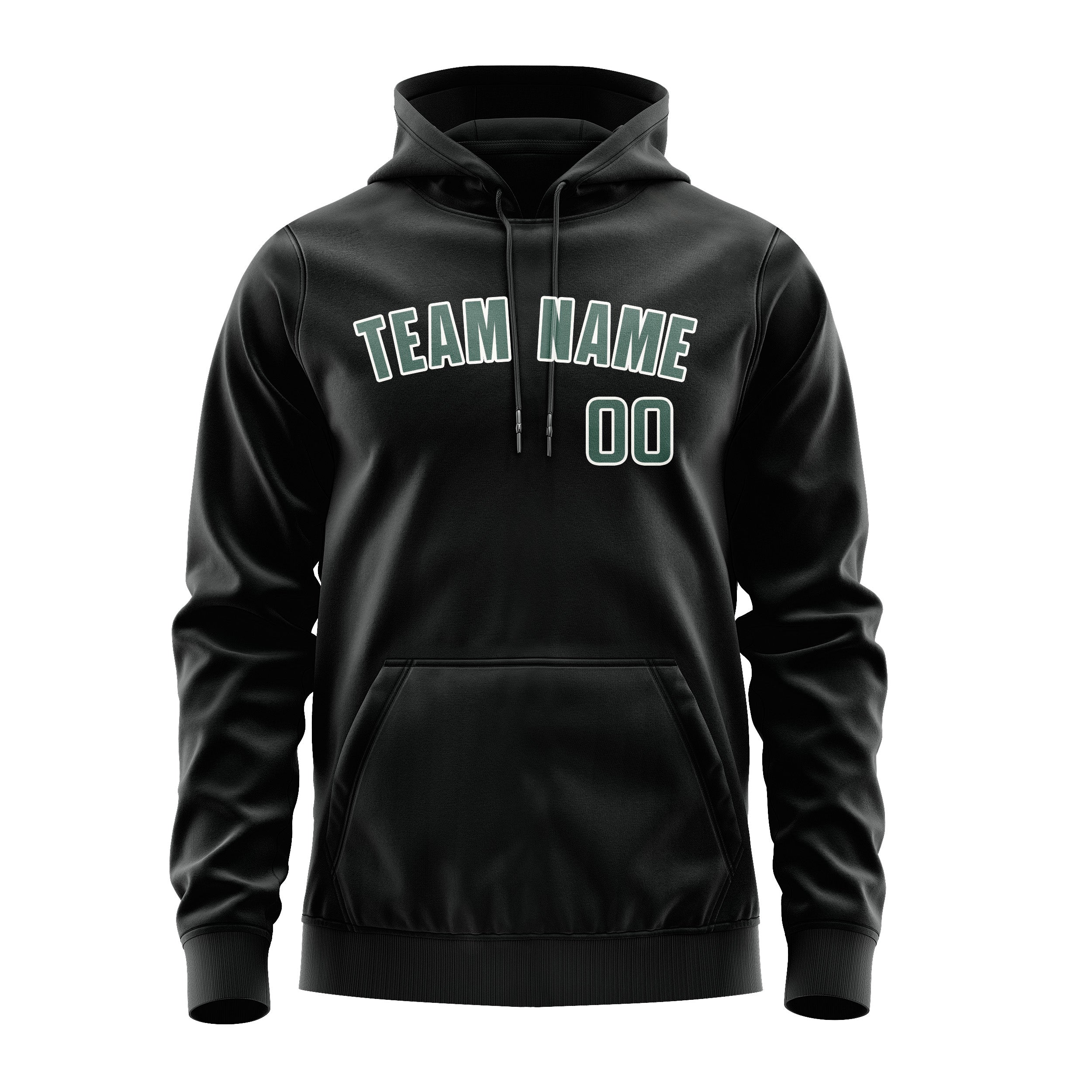 Maßgeschneidertes Schwarz Blaugrün Hoodie