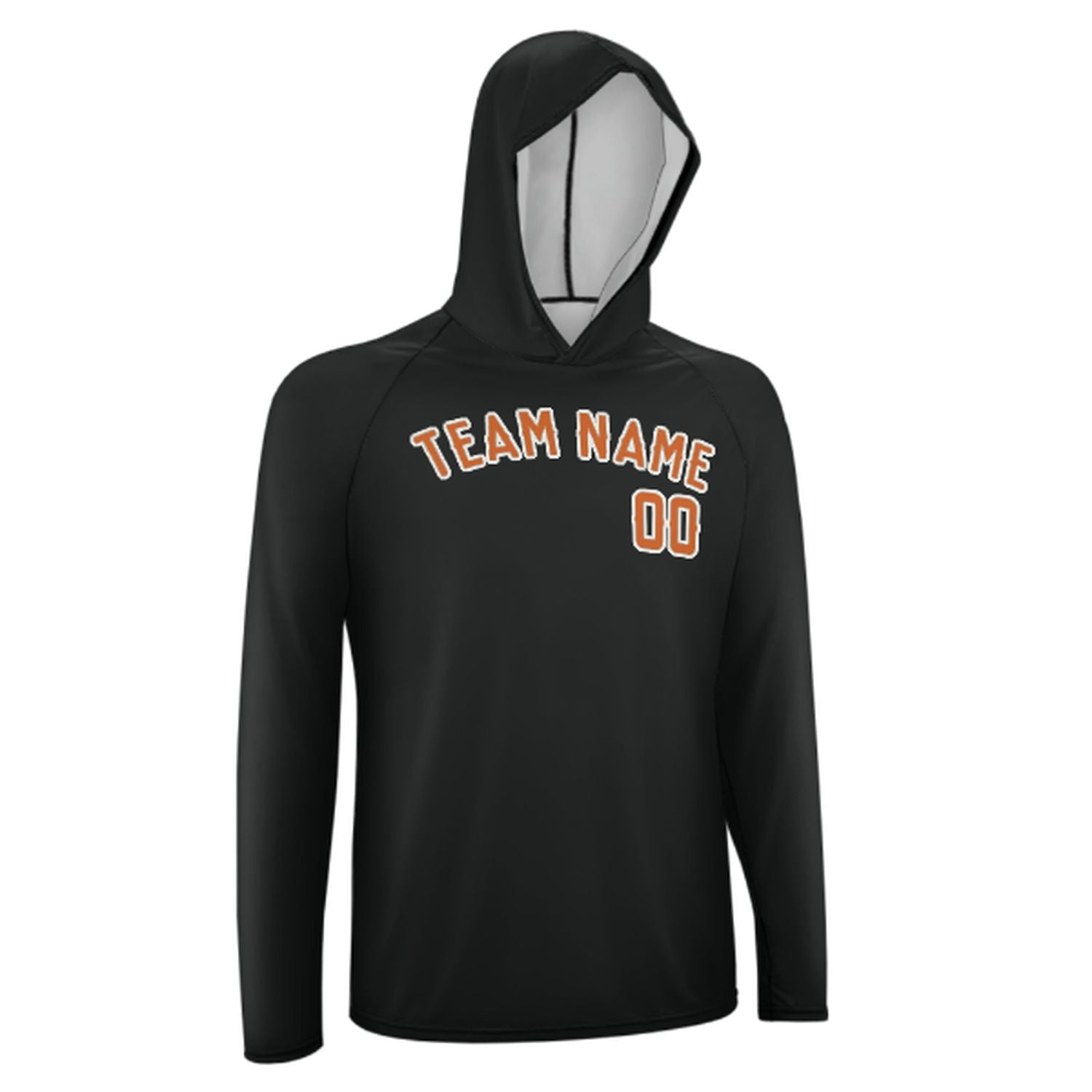Maßgeschneidertes Schwarz Orange UV-Hoodie