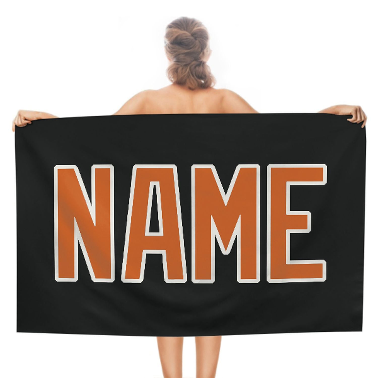 Maßgeschneidertes Schwarz Orange Strandtuch