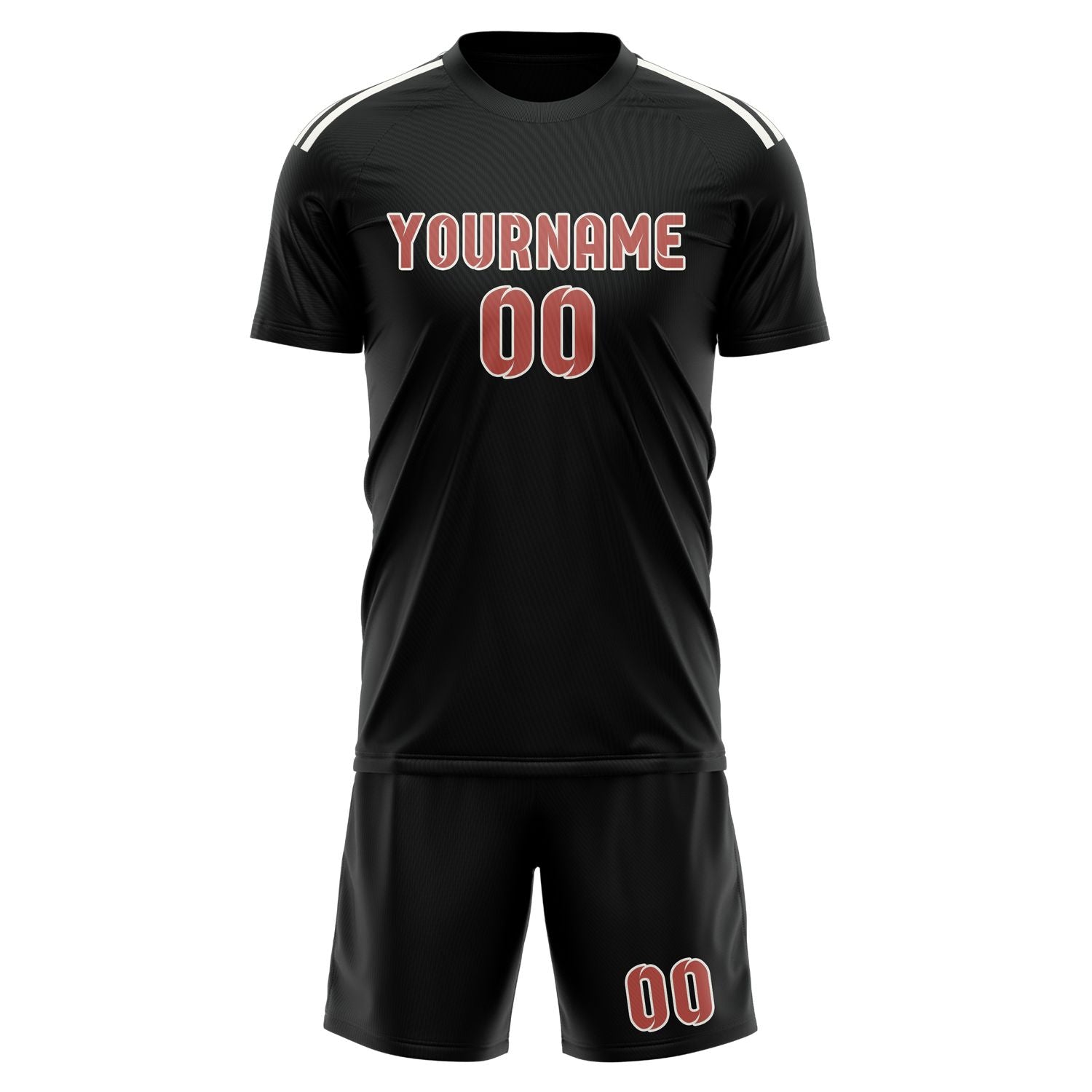 Maßgeschneidertes Professionelles Schwarz Kupferrose Fußballtrikot-Set