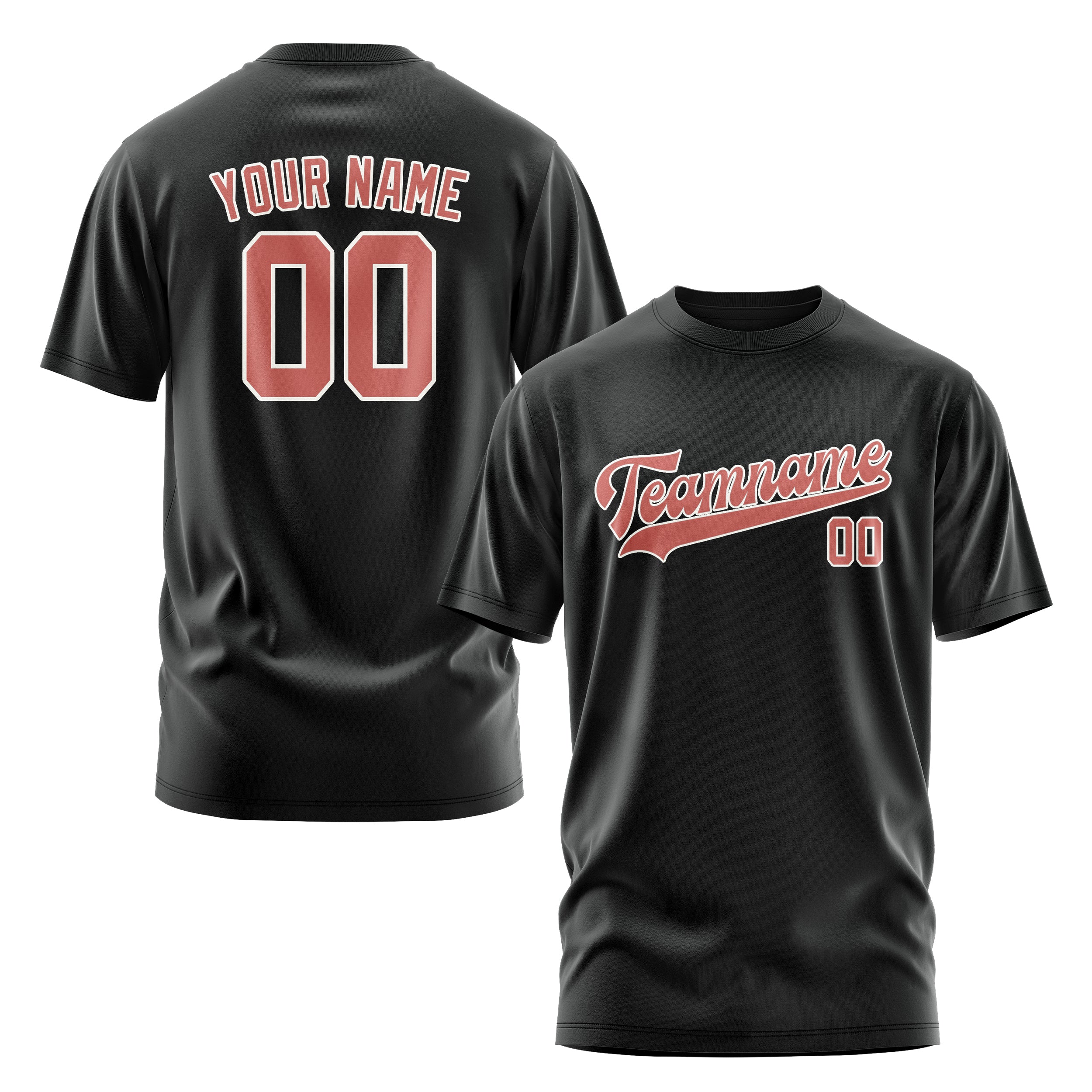 Maßgeschneidertes Schwarz Kupferrose T-Shirt