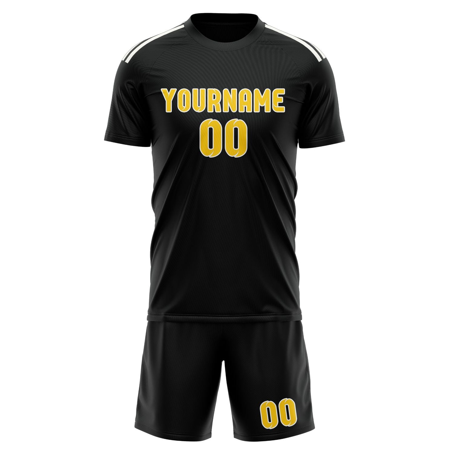 Maßgeschneidertes Professionelles Schwarz Gold Fußballtrikot-Set