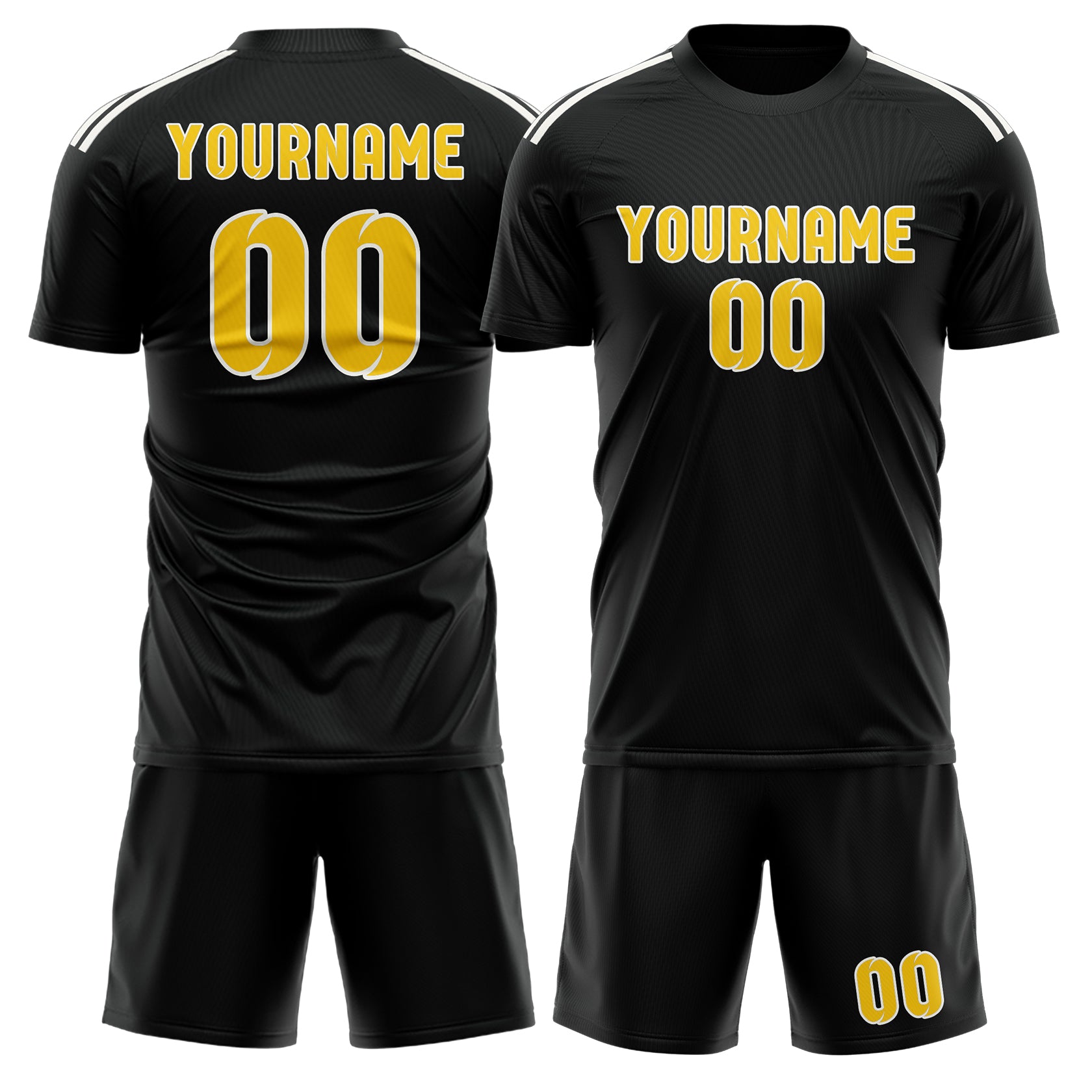 Maßgeschneidertes Professionelles Schwarz Gold Fußballtrikot-Set