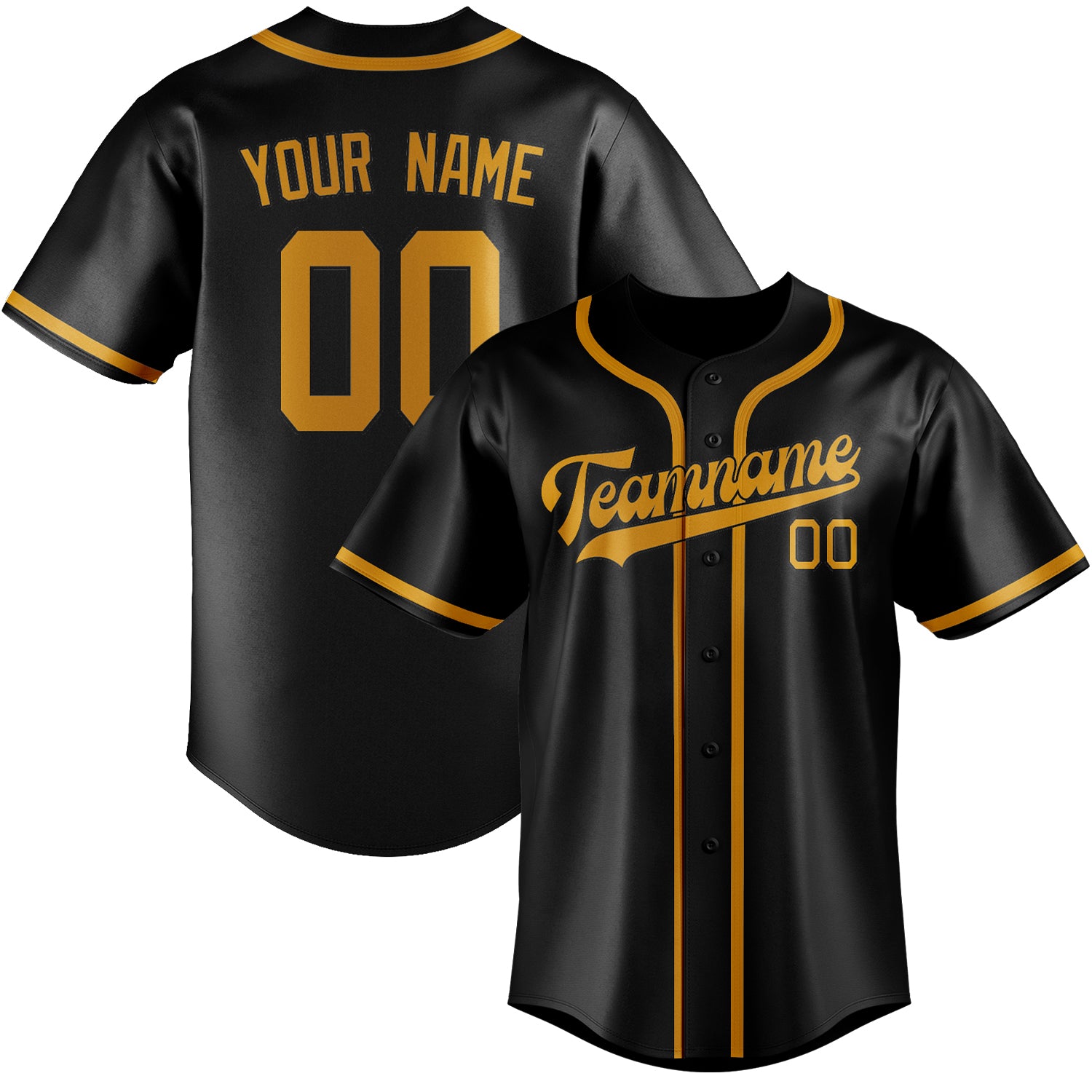 Benutzerdefiniertes Professionelles Schwarz Gelb Baseballtrikot