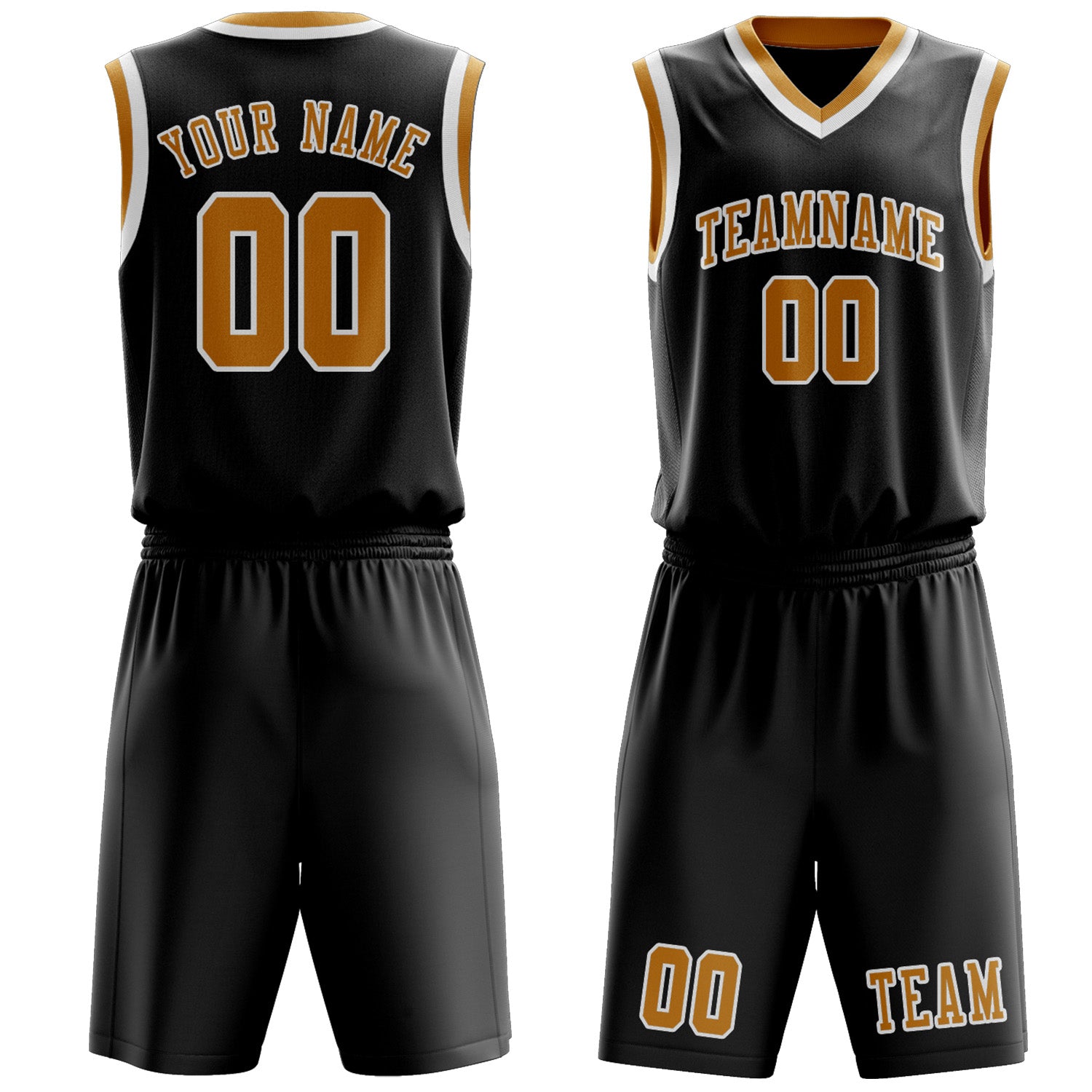 Benutzerdefiniertes Professionelles Schwarz Gelb Basketballtrikot-Set