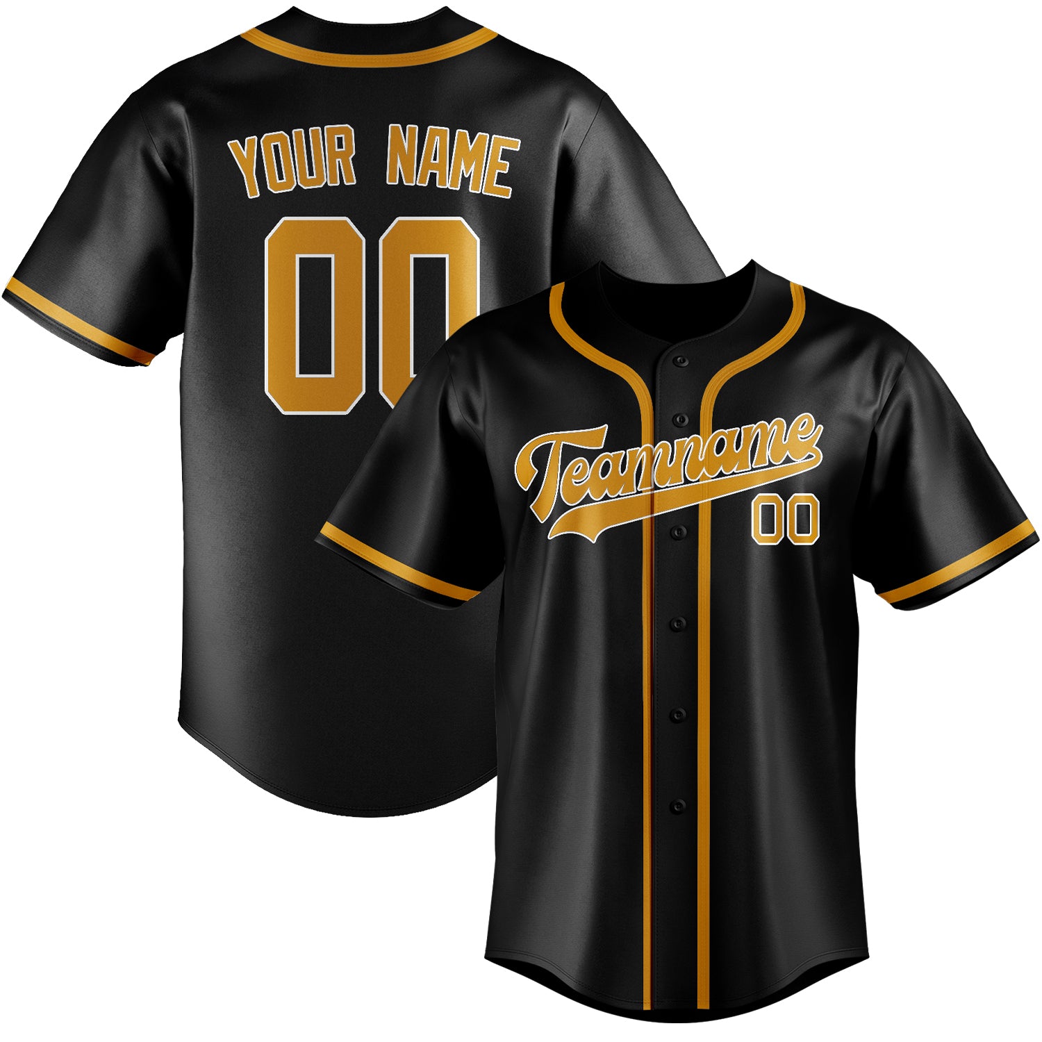 Benutzerdefiniertes Professionelles Schwarz Gelb Baseballtrikot