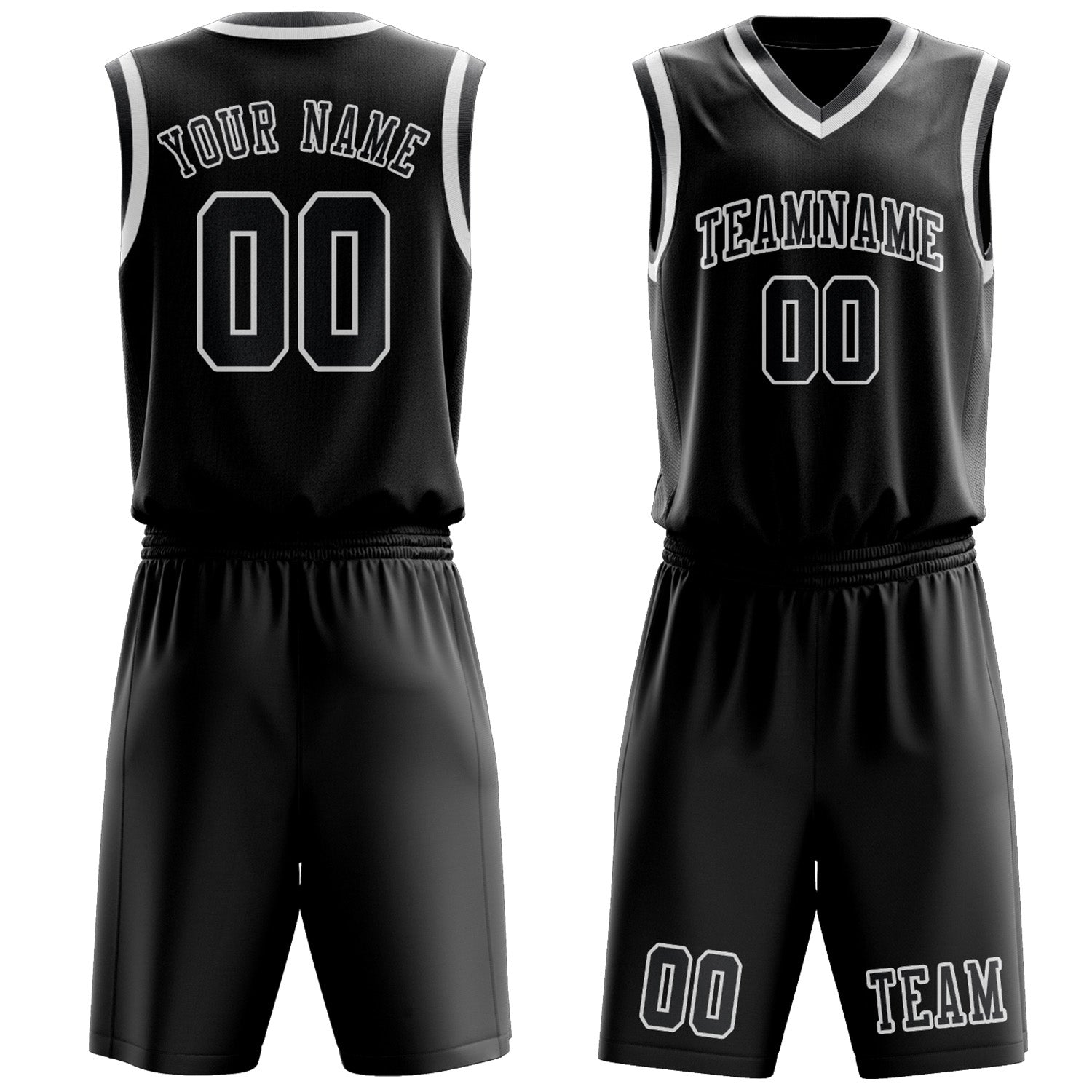 Benutzerdefiniertes Professionelles Schwarz Dunkelgrau Basketballtrikot-Set