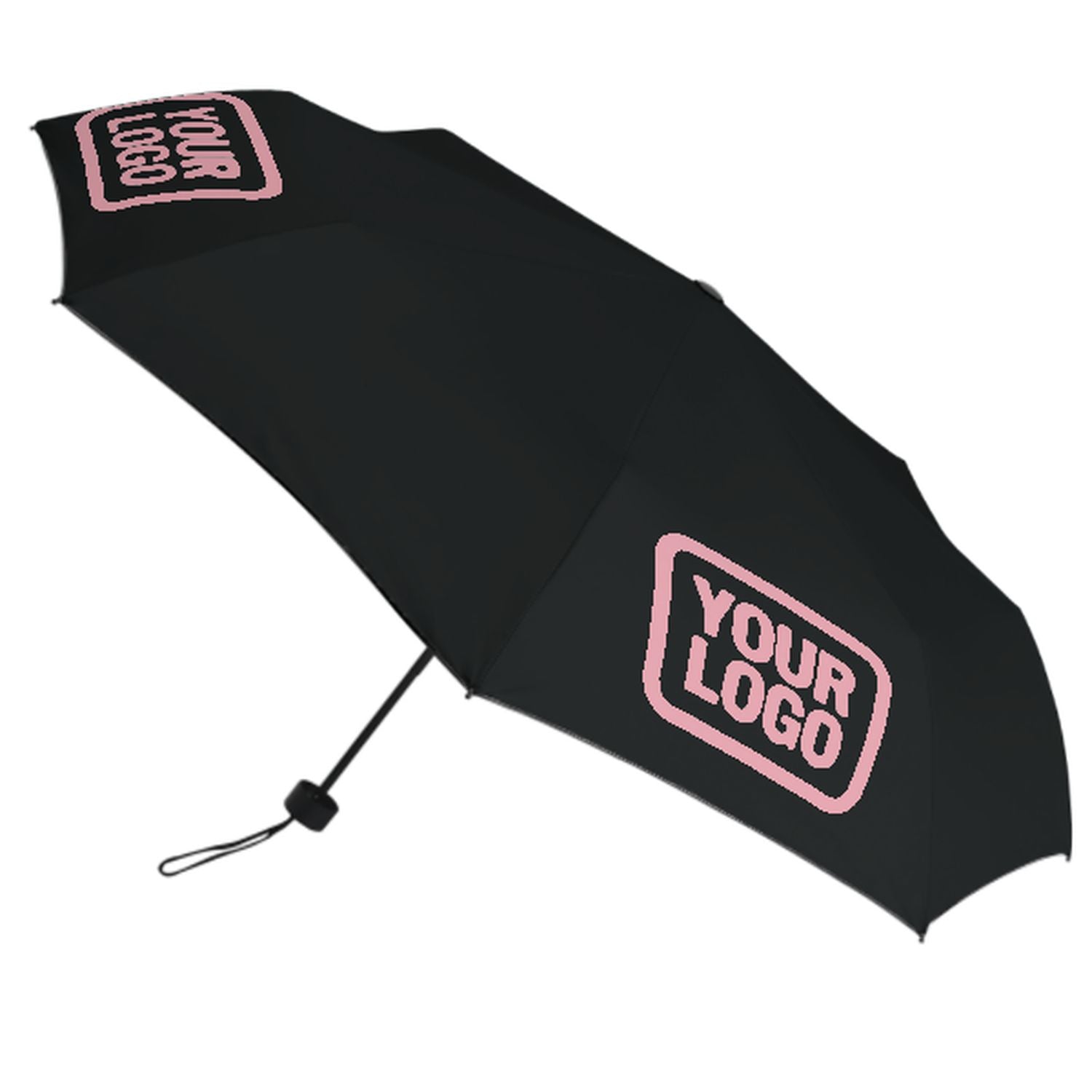 Maßgeschneidertes Schwarz Rosa Automatik-Regenschirm
