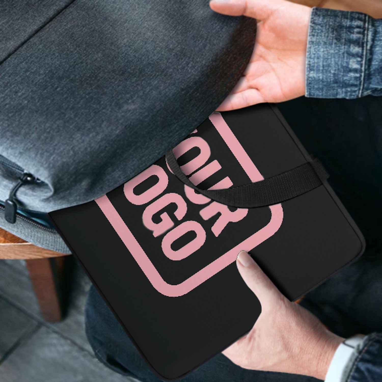 Maßgeschneidertes Schwarz Light Pink Laptop Tasche