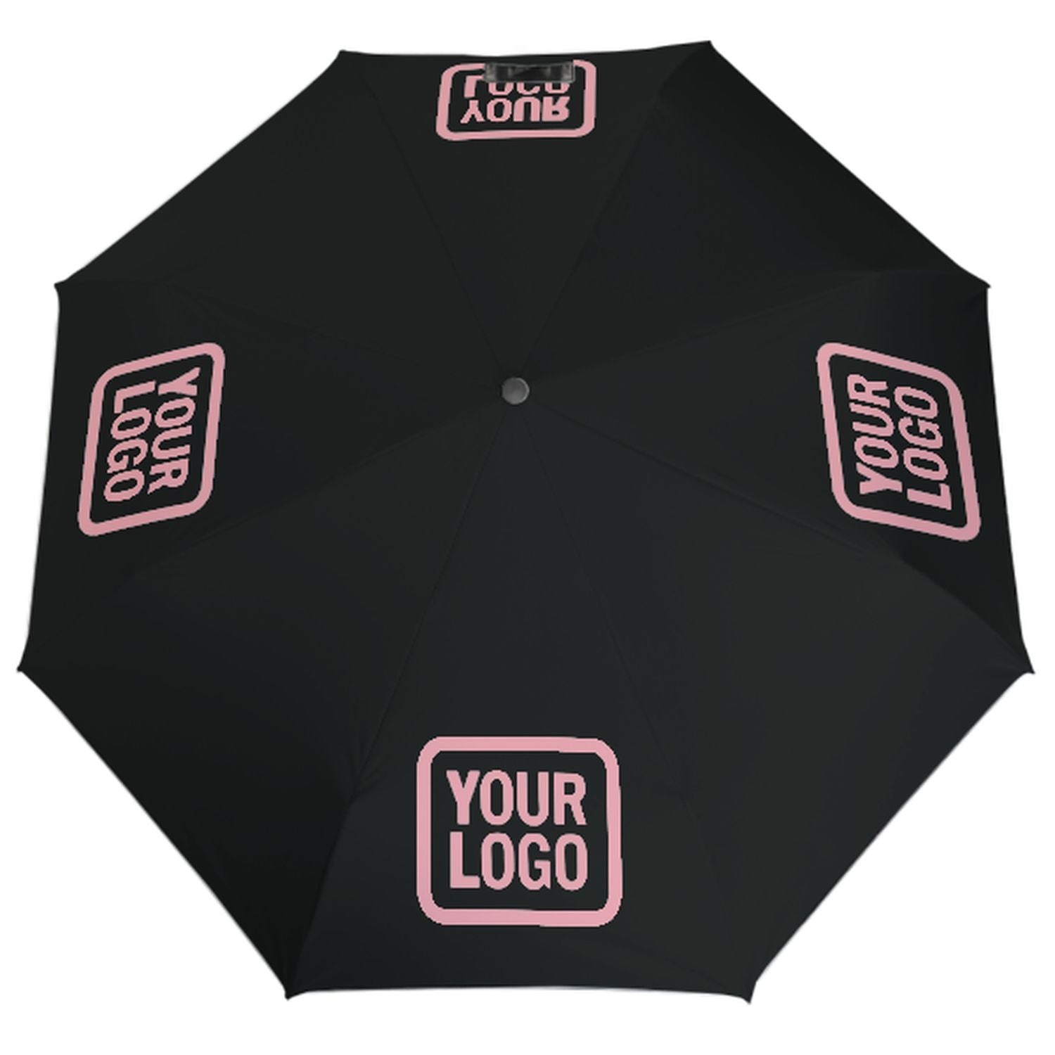Maßgeschneidertes Schwarz Rosa Automatik-Regenschirm