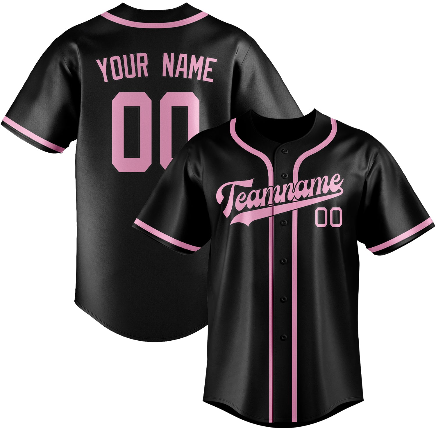 Benutzerdefiniertes Professionelles Schwarz Rosa Baseballtrikot