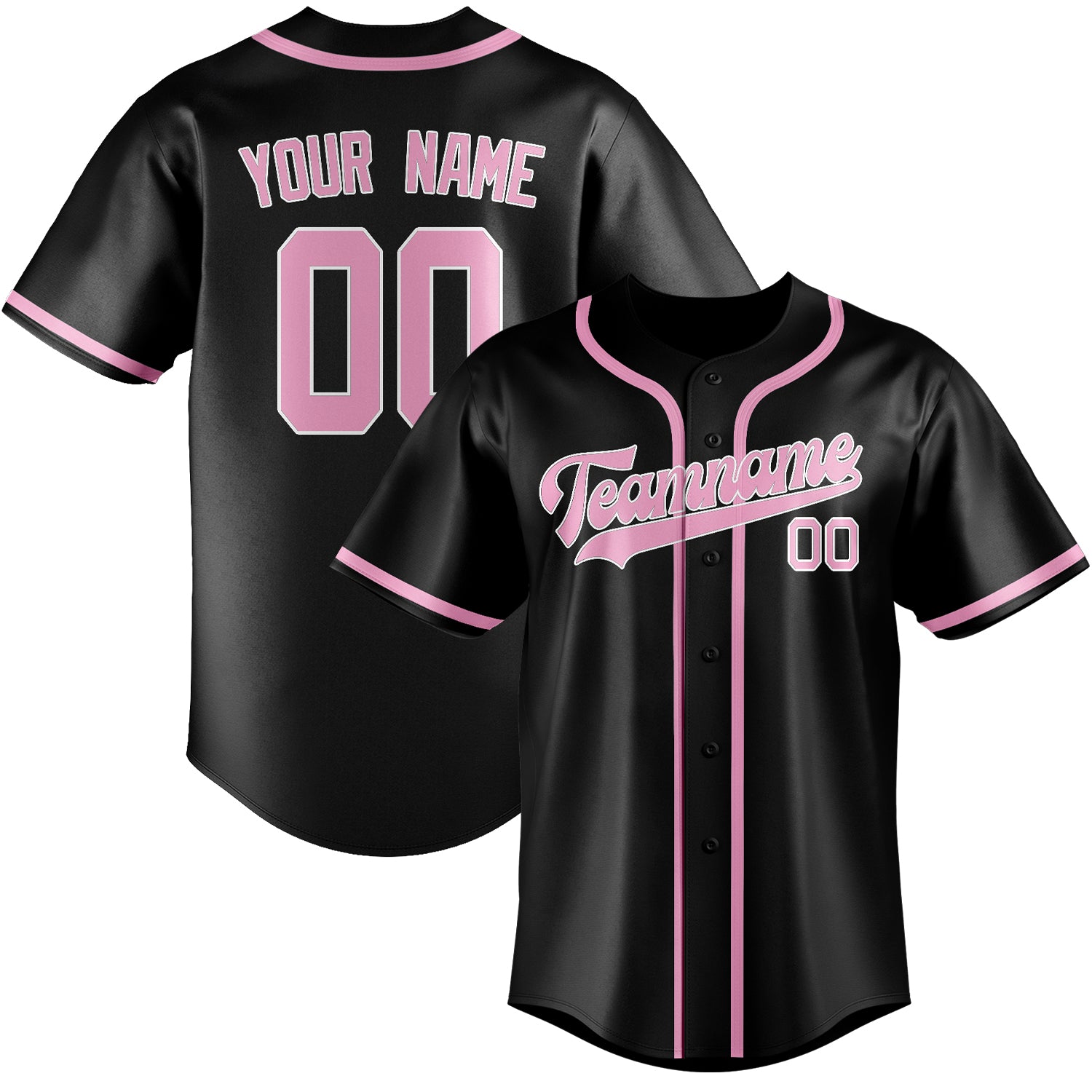 Benutzerdefiniertes Professionelles Schwarz Rosa Baseballtrikot