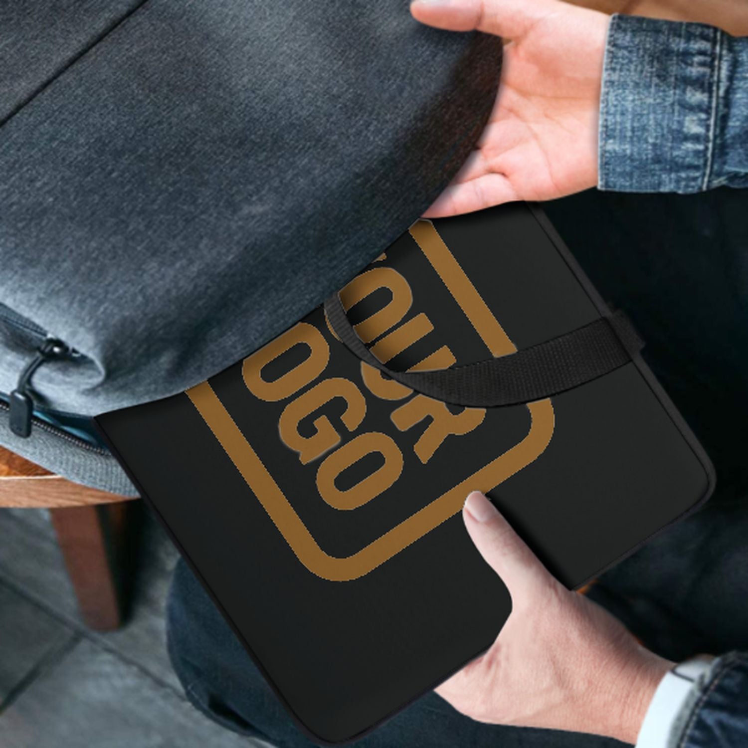 Maßgeschneidertes Schwarz Khaki Laptop Tasche