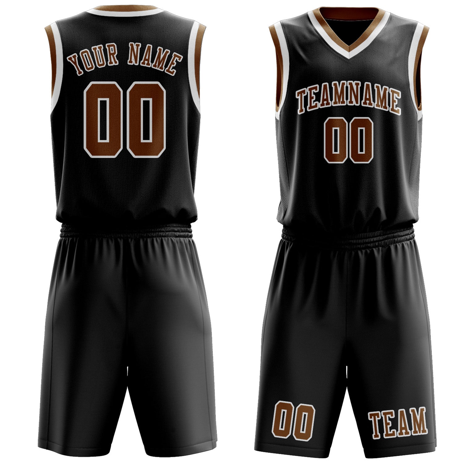 Benutzerdefiniertes Professionelles Schwarz Khaki Basketballtrikot-Set