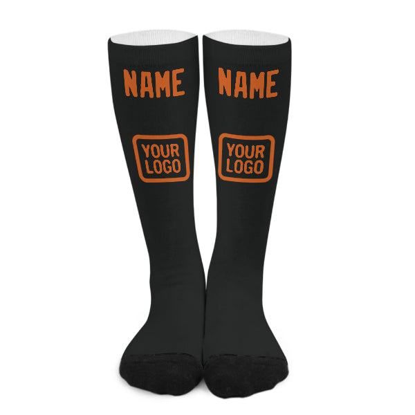 Maßgeschneidertes Schwarz Orange Kniestrümpfe