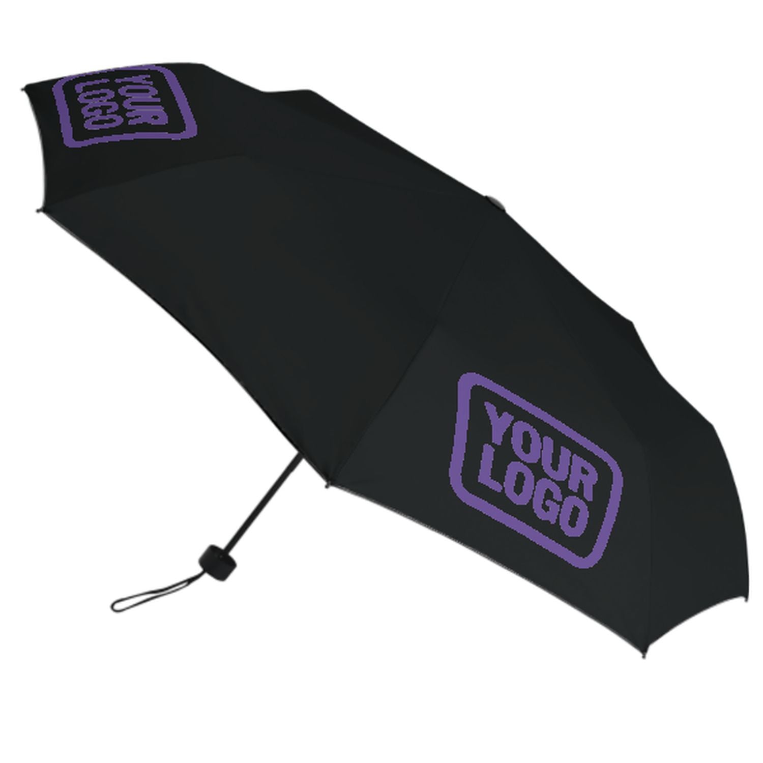 Maßgeschneidertes Schwarz Lavendel Automatik-Regenschirm