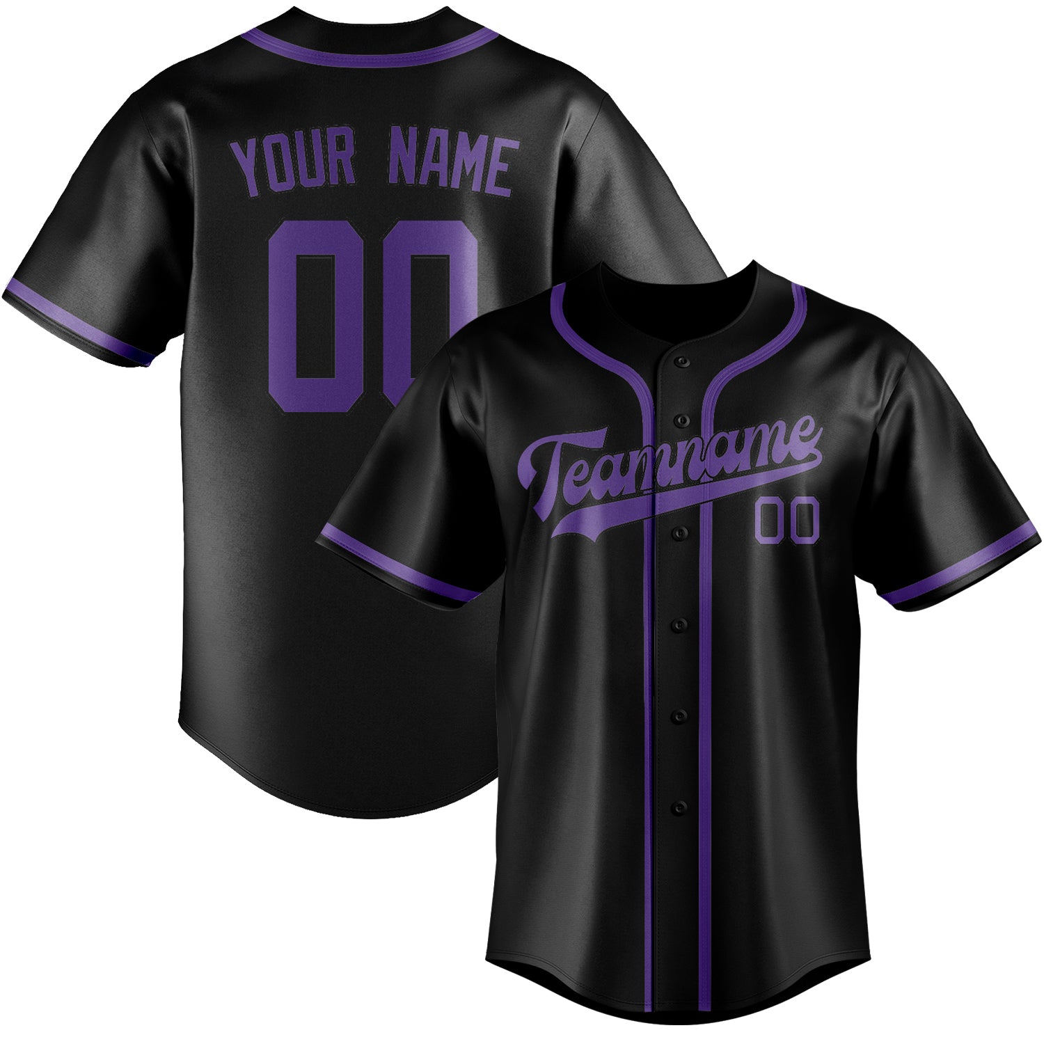 Benutzerdefiniertes Professionelles Schwarz Lavendel Baseballtrikot