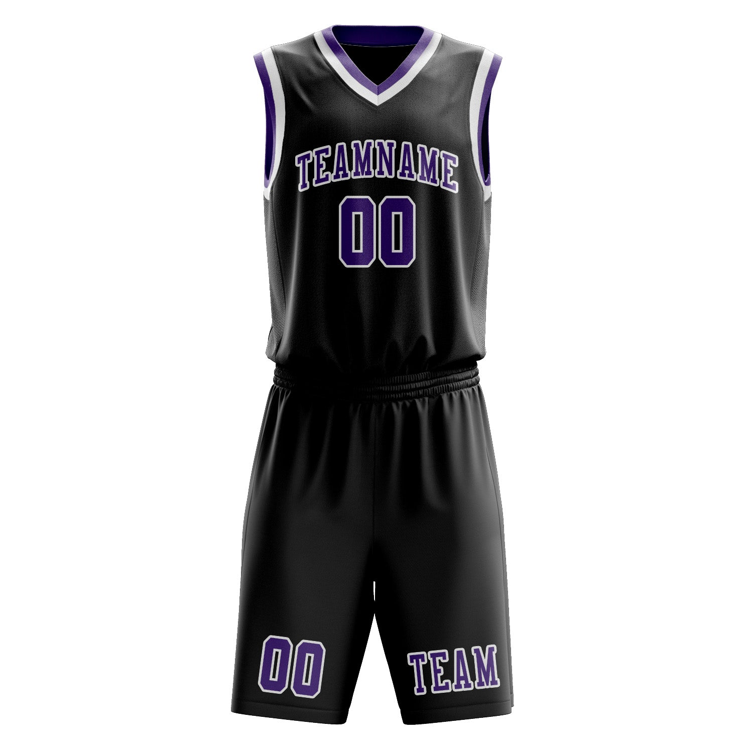 Benutzerdefiniertes Professionelles Schwarz Lavendel Basketballtrikot-Set