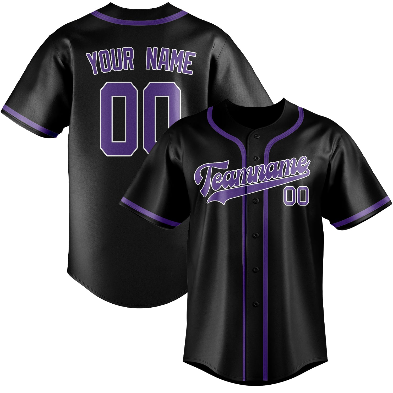 Benutzerdefiniertes Professionelles Schwarz Lavendel Baseballtrikot