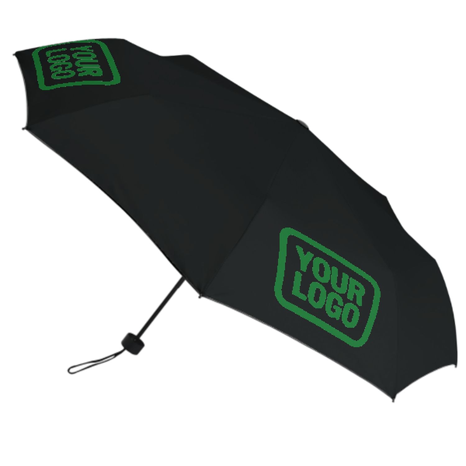 Maßgeschneidertes Schwarz Smaragdgrün Automatik-Regenschirm