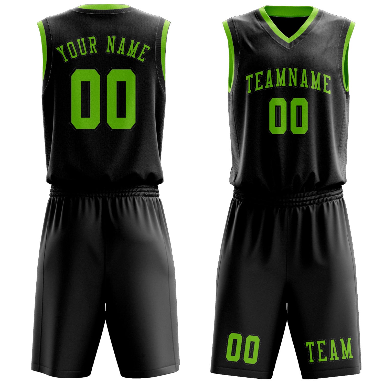 Benutzerdefiniertes Professionelles Schwarz Smaragdgrün Basketballtrikot-Set