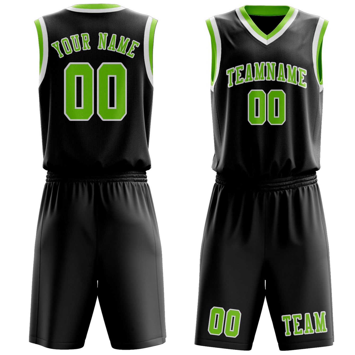Benutzerdefiniertes Professionelles Schwarz Smaragdgrün Basketballtrikot-Set