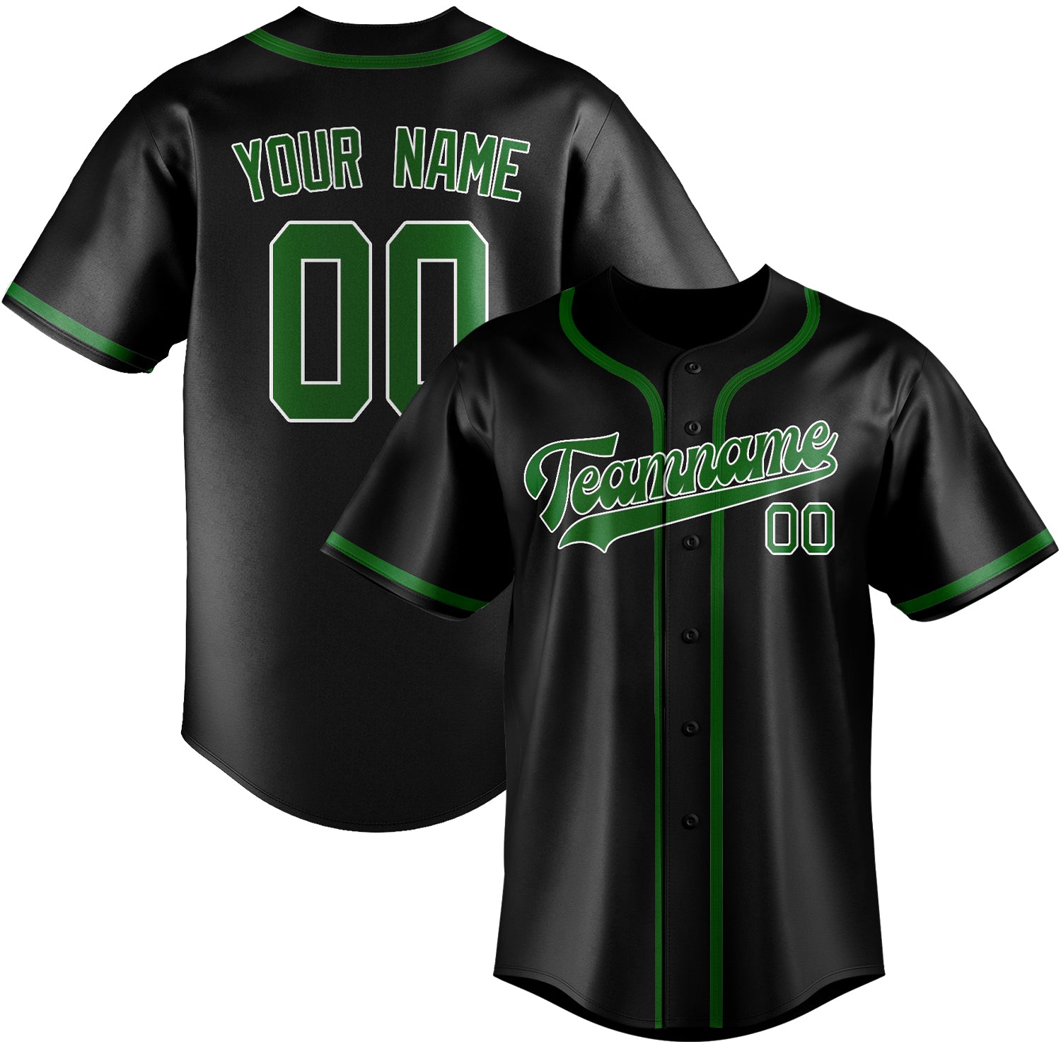 Benutzerdefiniertes Professionelles Schwarz Smaragdgrün Baseballtrikot